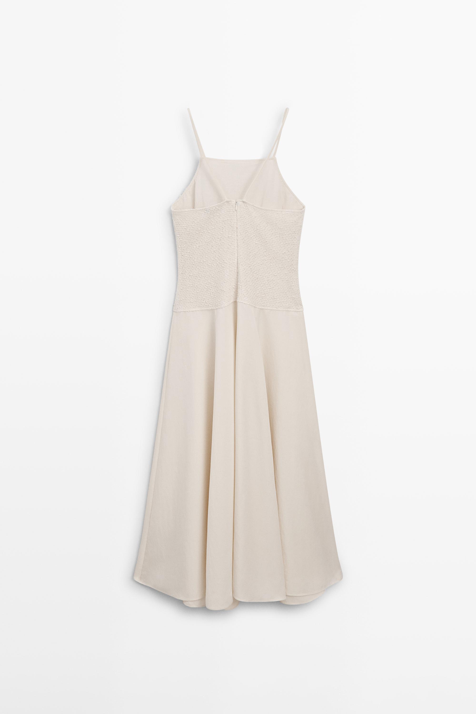 Long contrast dress — CREAM