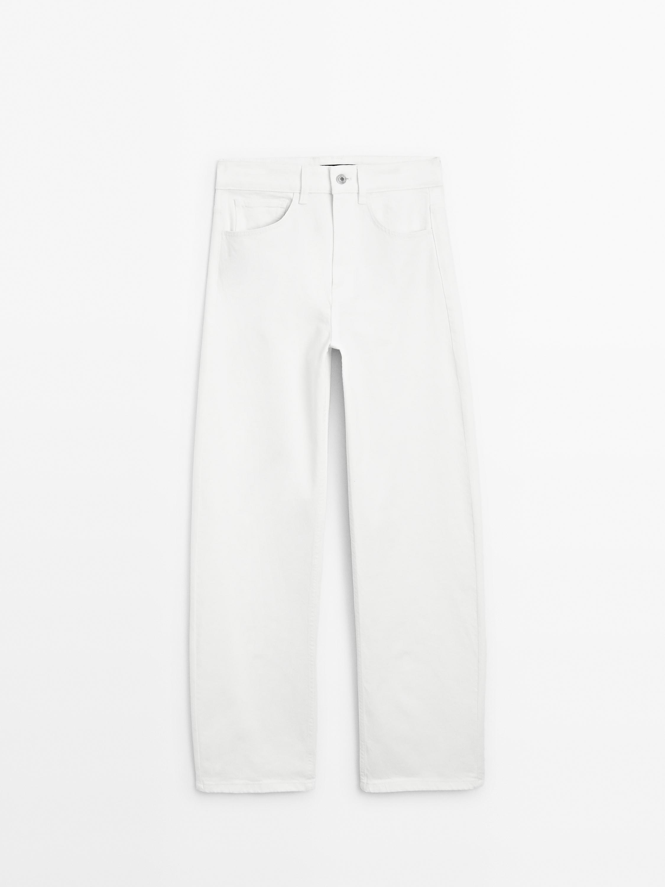 Cotton blend barrel fit jeans
