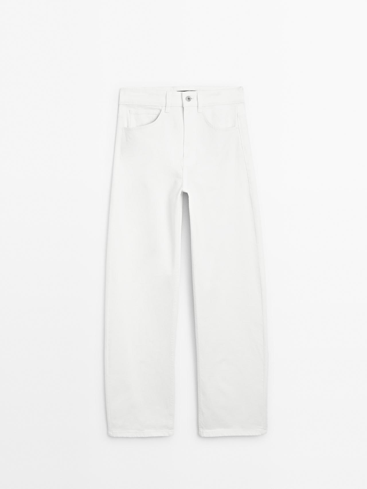 Massimo Dutti - Dame - Ternede Jeans I Bomuldsblanding - Råhvid - 38