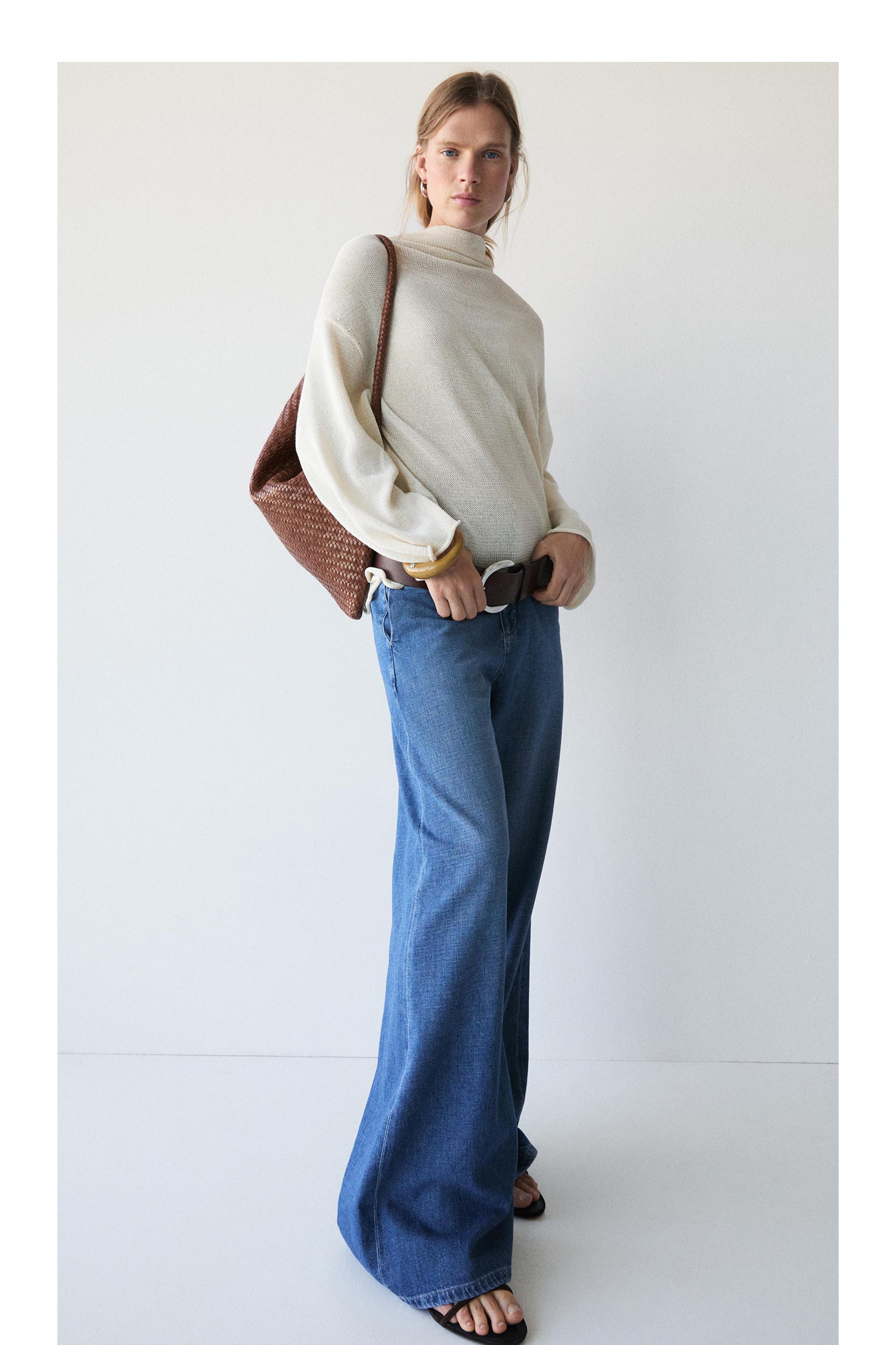 High-waist wide-leg jeans — Light Blue