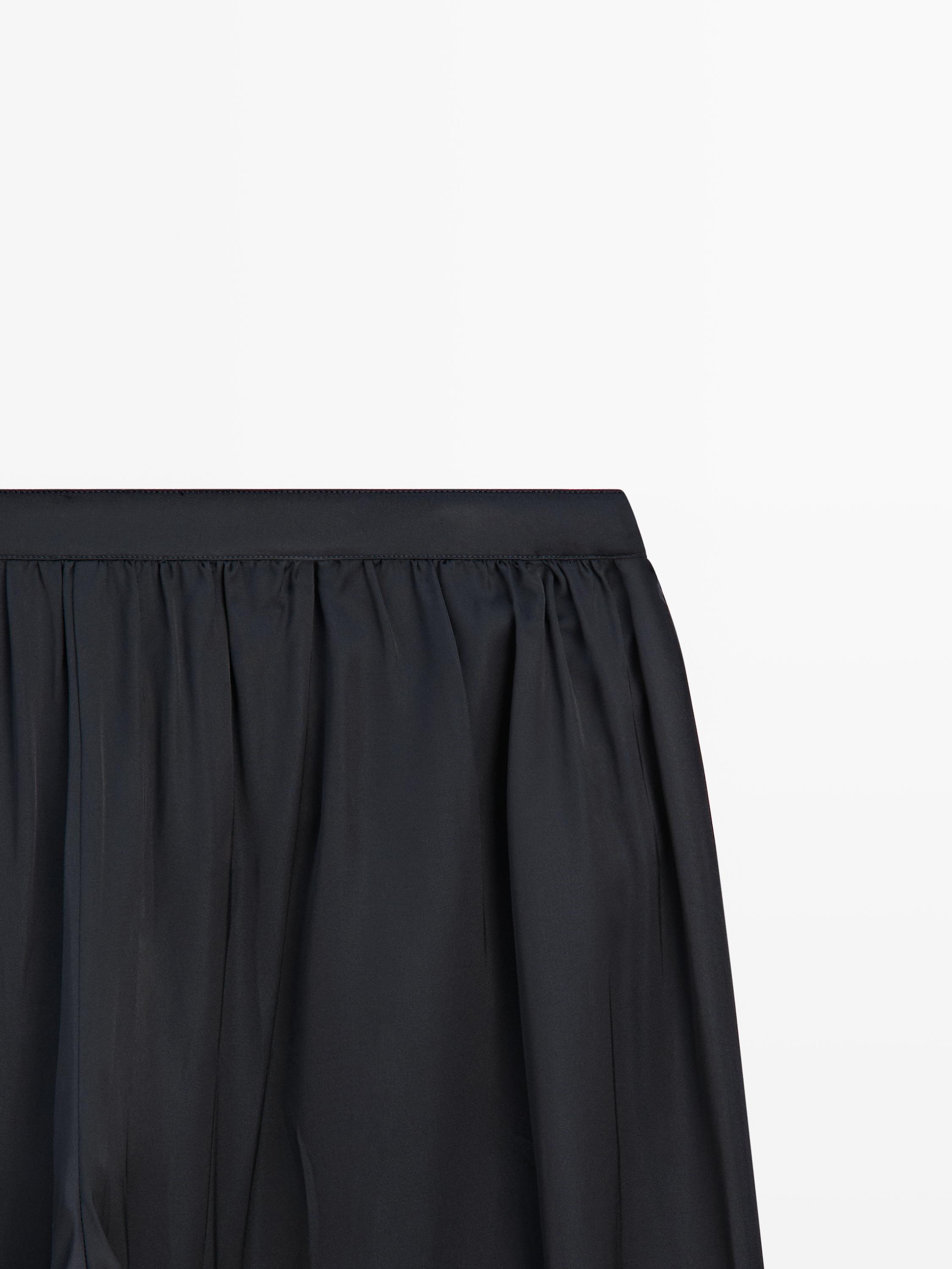 Balloon fit satin pants — Dark Blue