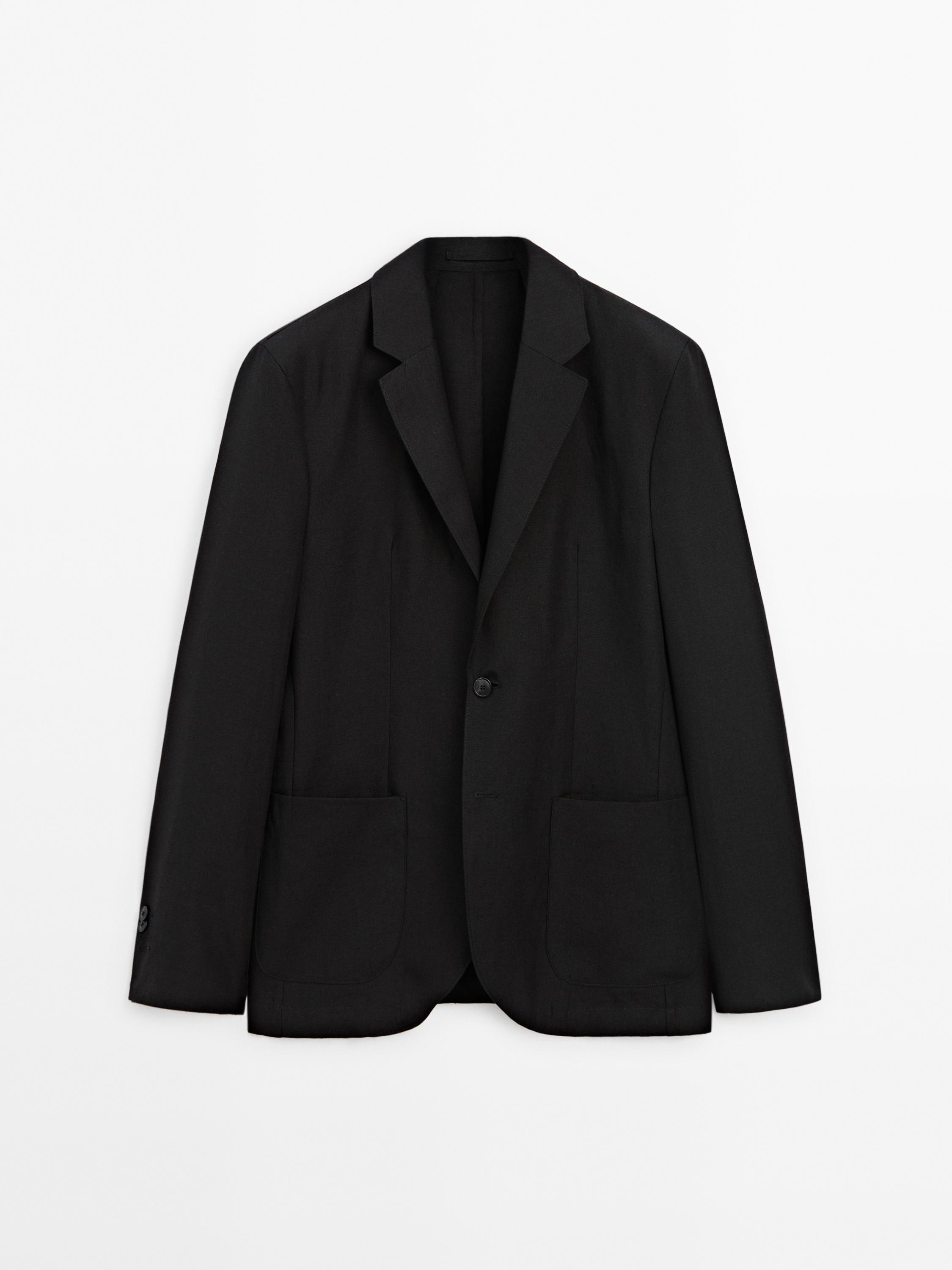 100% linen suit blazer · Black · Dressy | Massimo Dutti