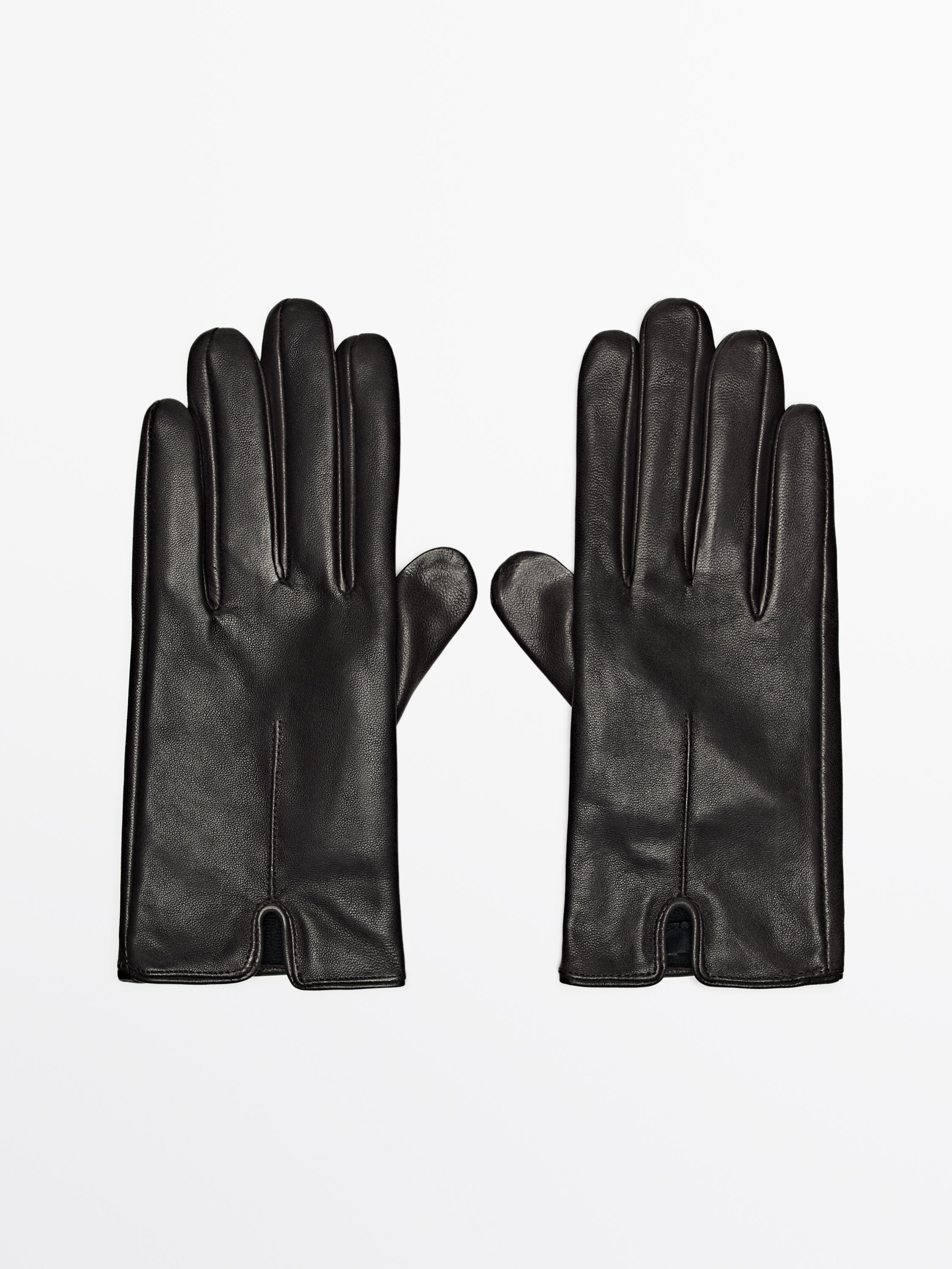 Gants en cuir avec coutures marquées