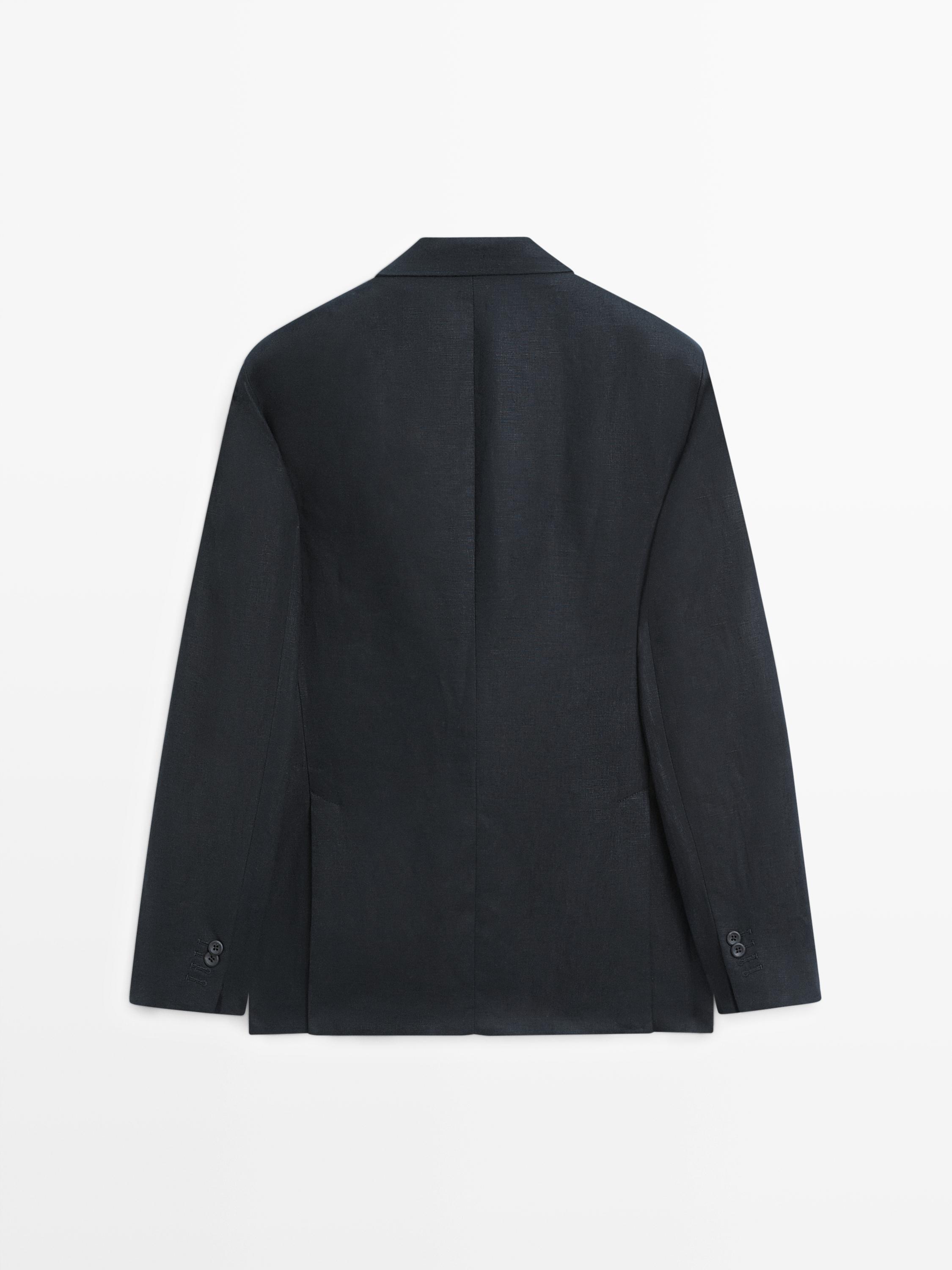 100% linen suit blazer — NAVY BLUE