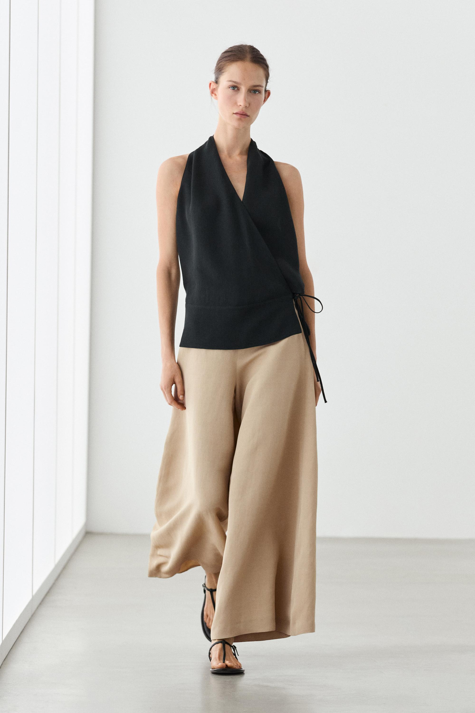 Wide-leg voluminous trousers — BEIGE