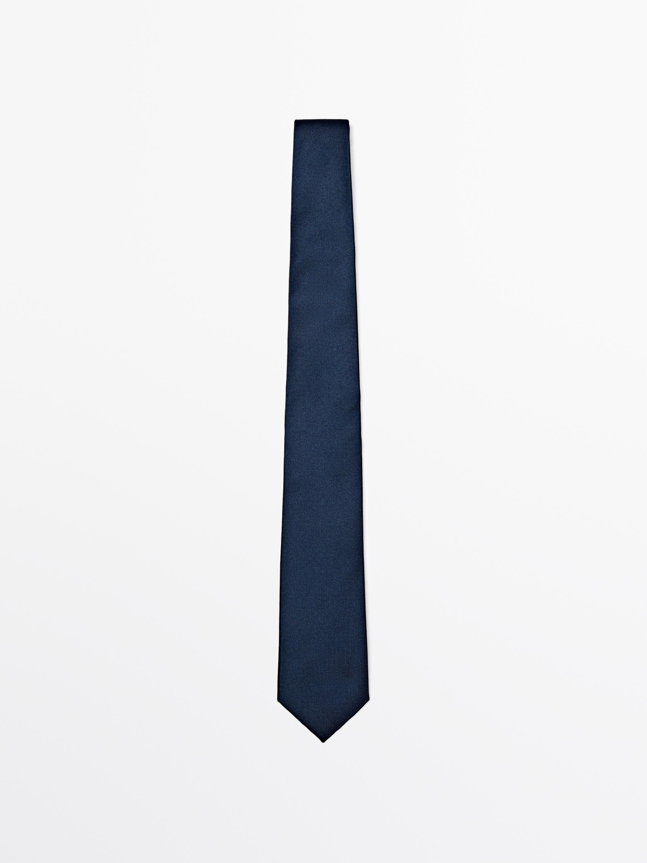 100% silk textured tie — NAVY BLUE
