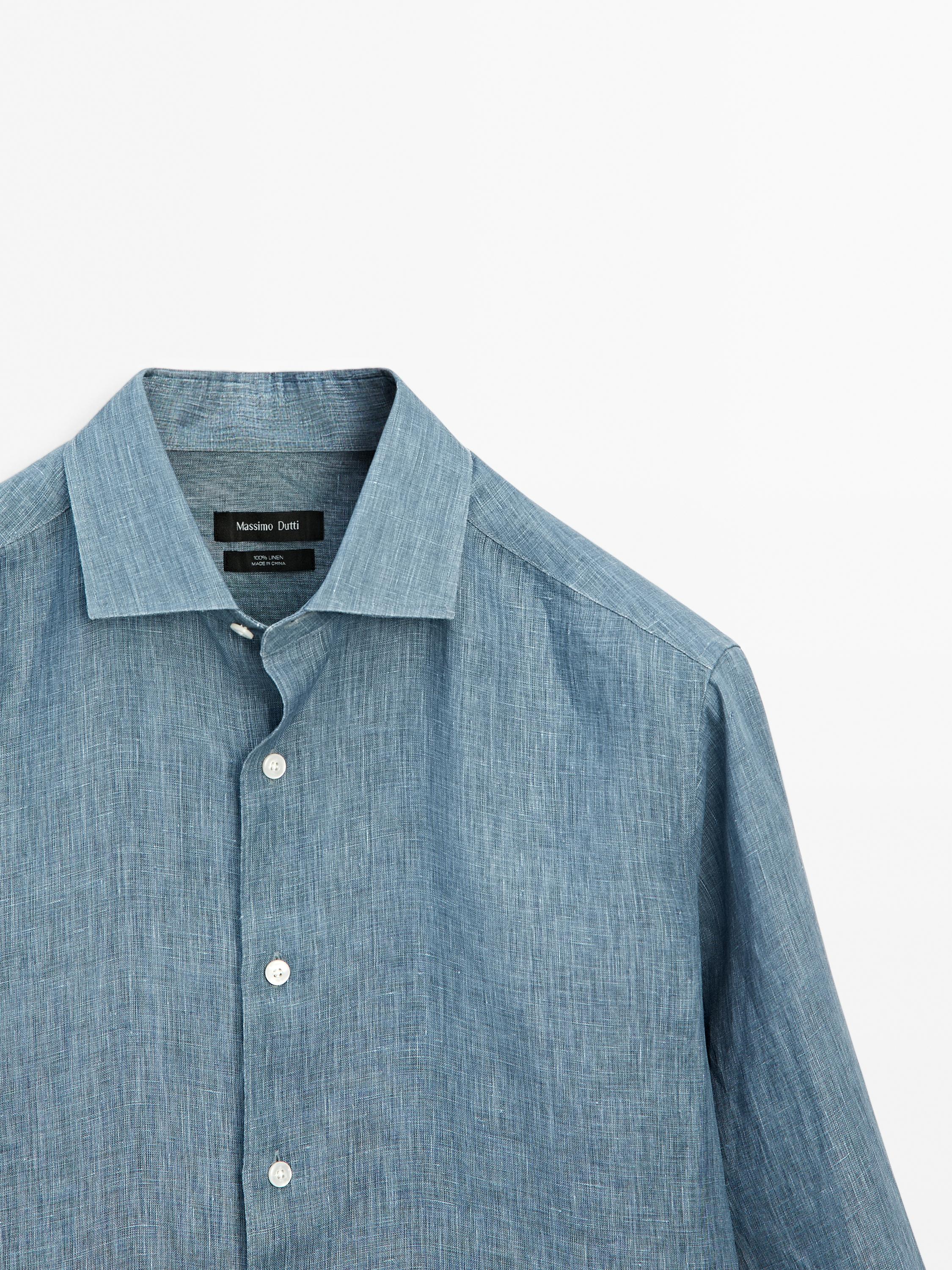 Лека риза със стандартна кройка от 100% лен