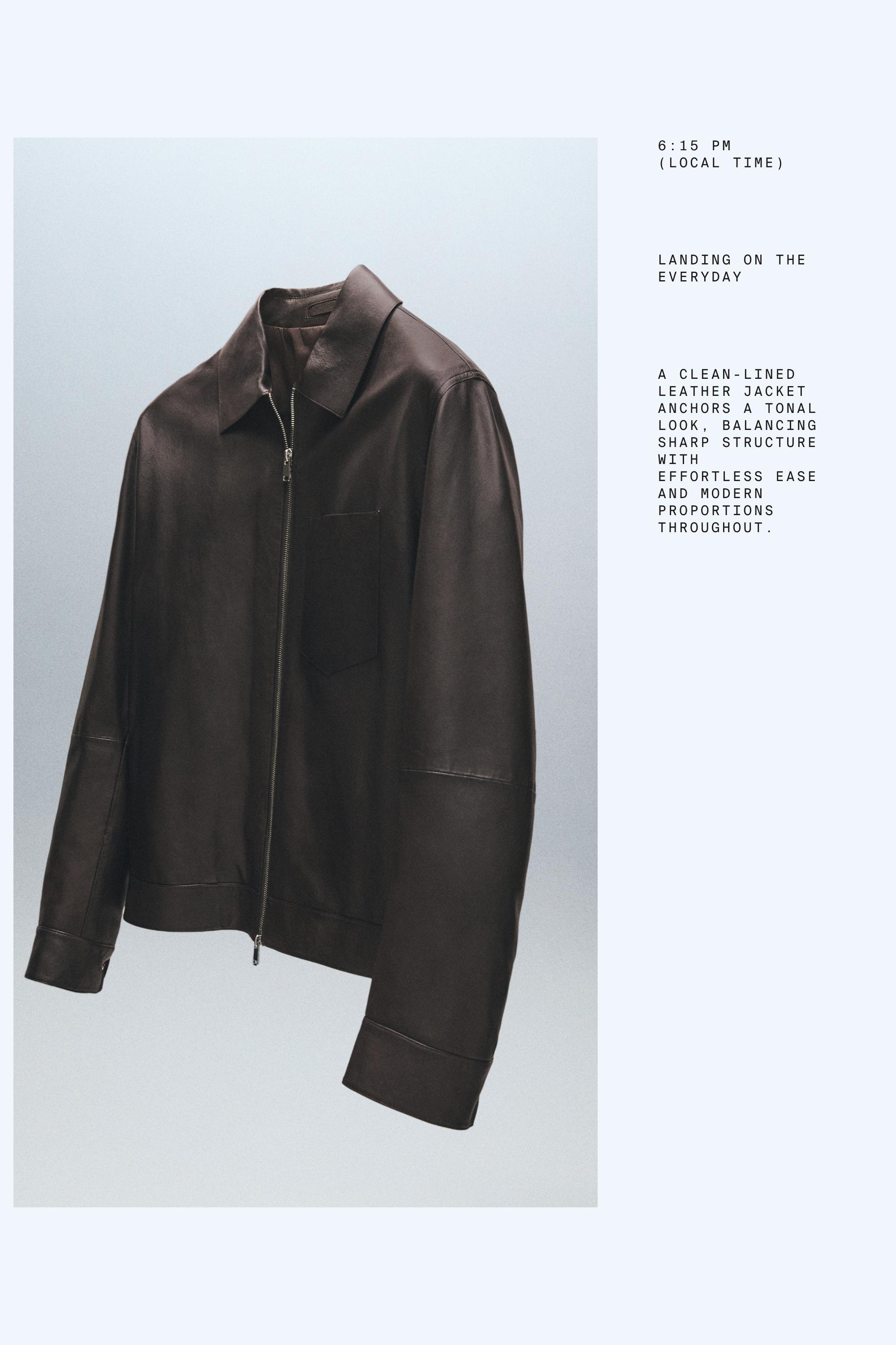 Nappa leather jacket with pocket — BROWN