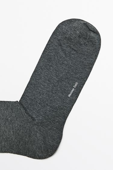 Plain cotton blend knit socks — GREY 3