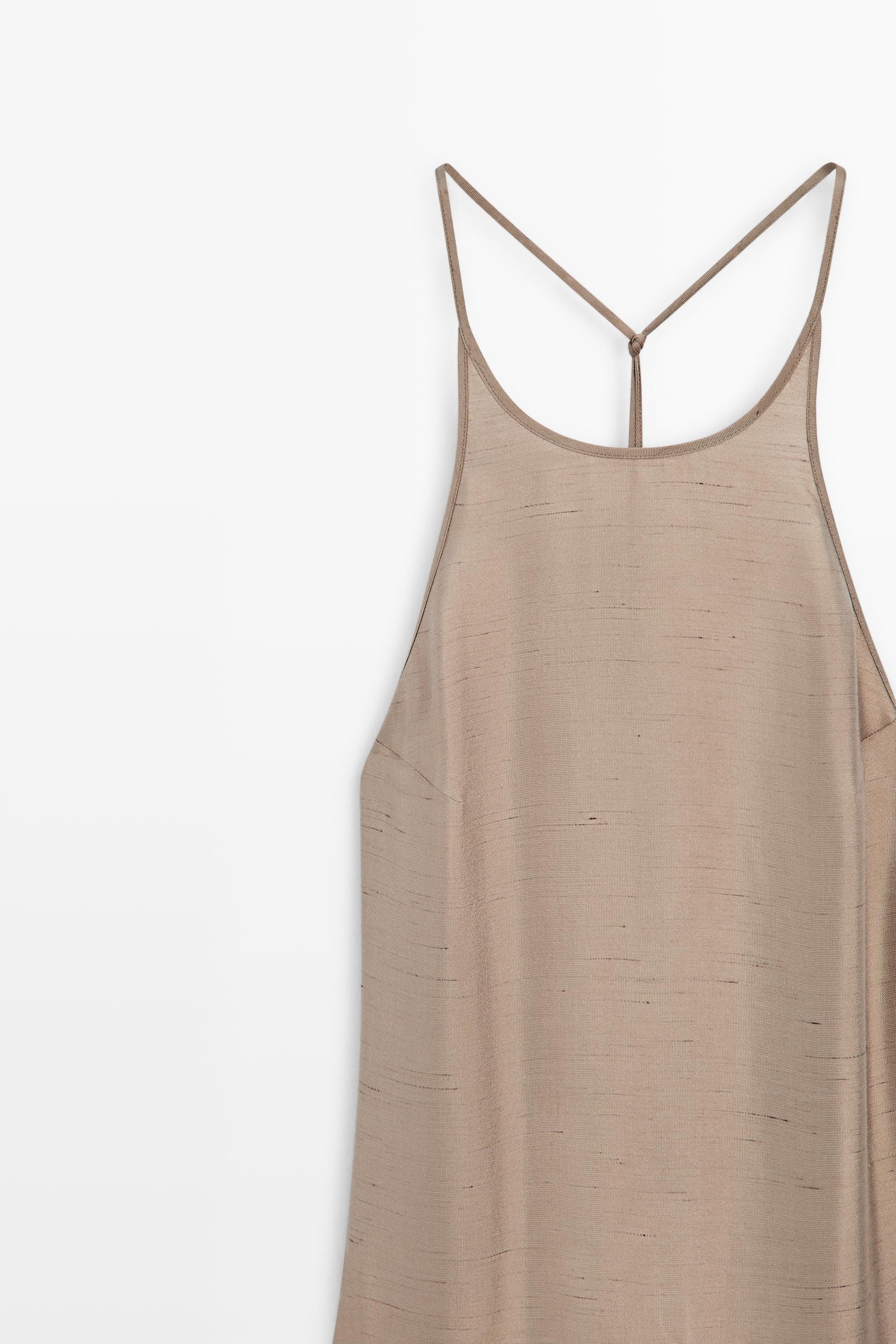 Satin halter flowing dress - STUDIO — BROWN