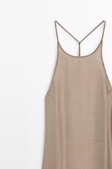 Satin halter flowing dress - STUDIO — BROWN 4