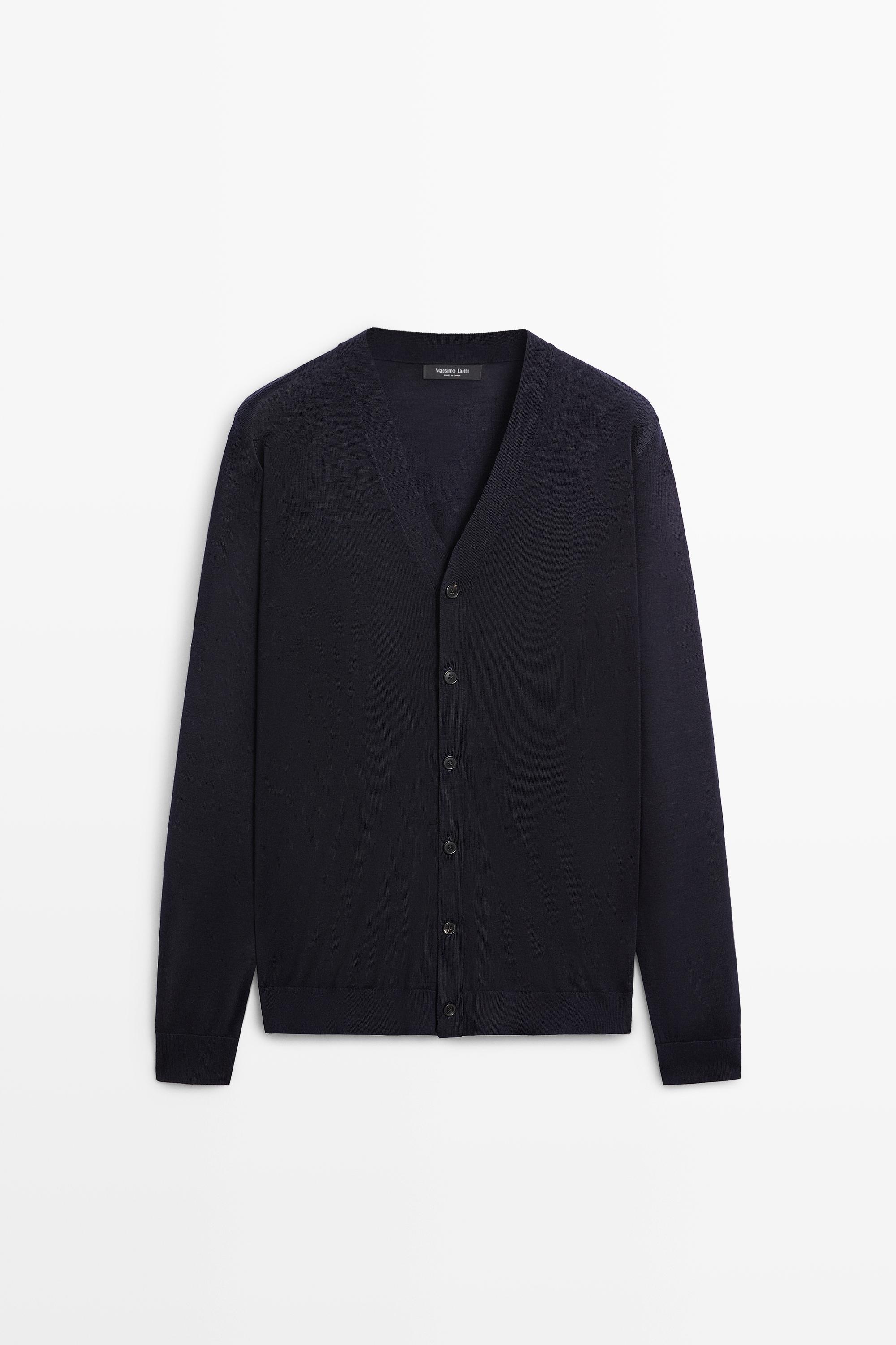 Merino wool button-up cardigan