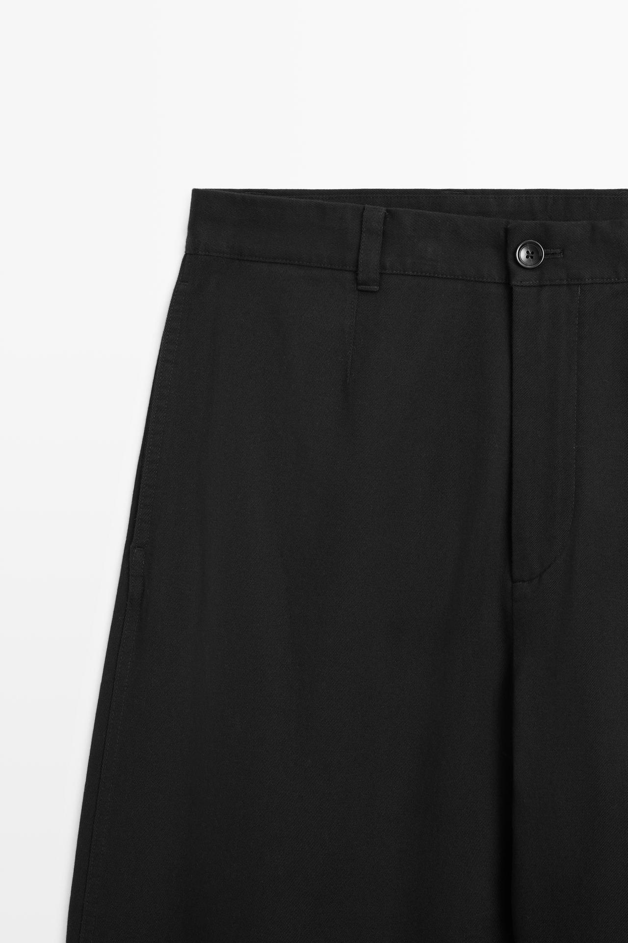 Barrel fit pants with pleat detail — BLACK