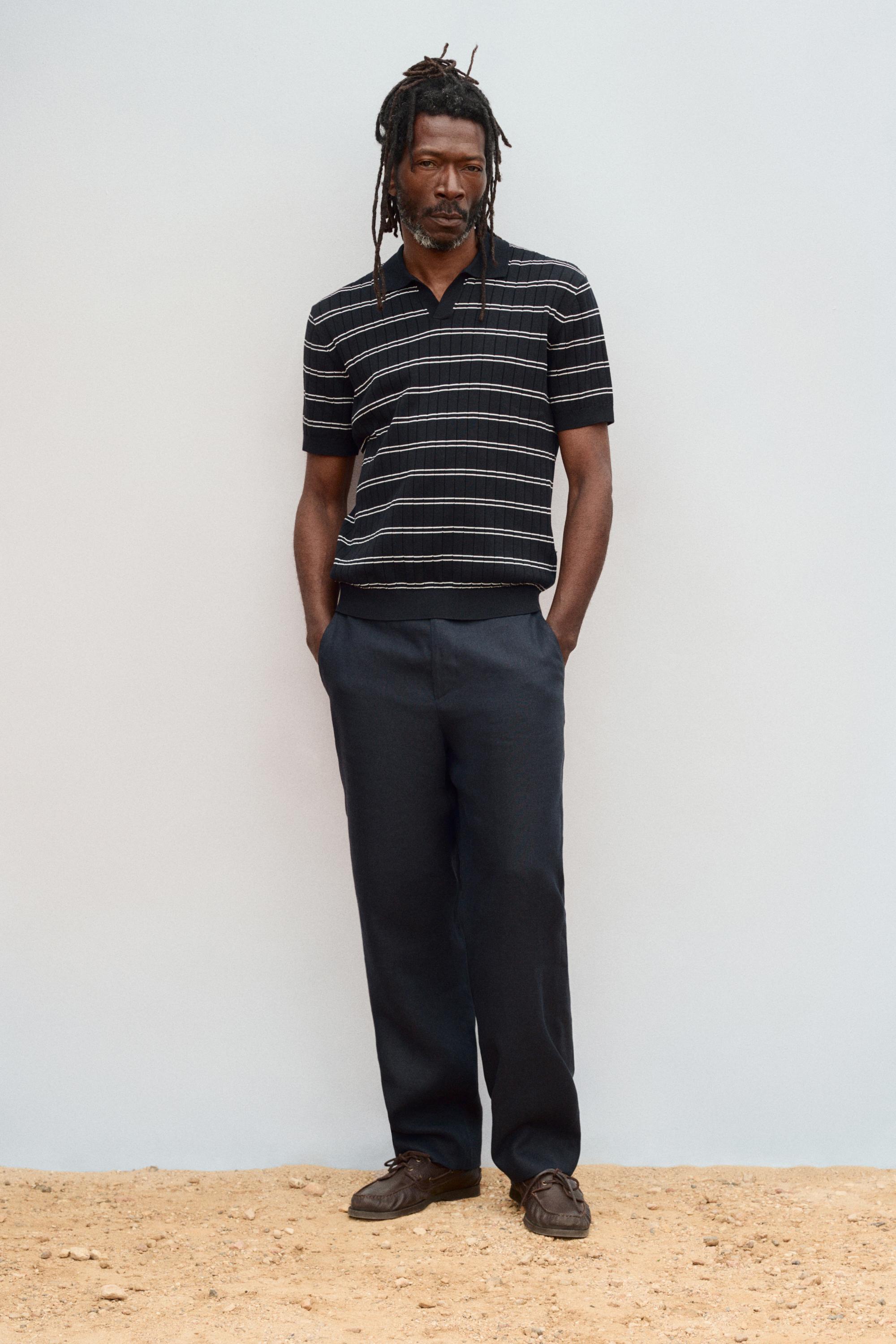 Linen suit trousers — NAVY BLUE