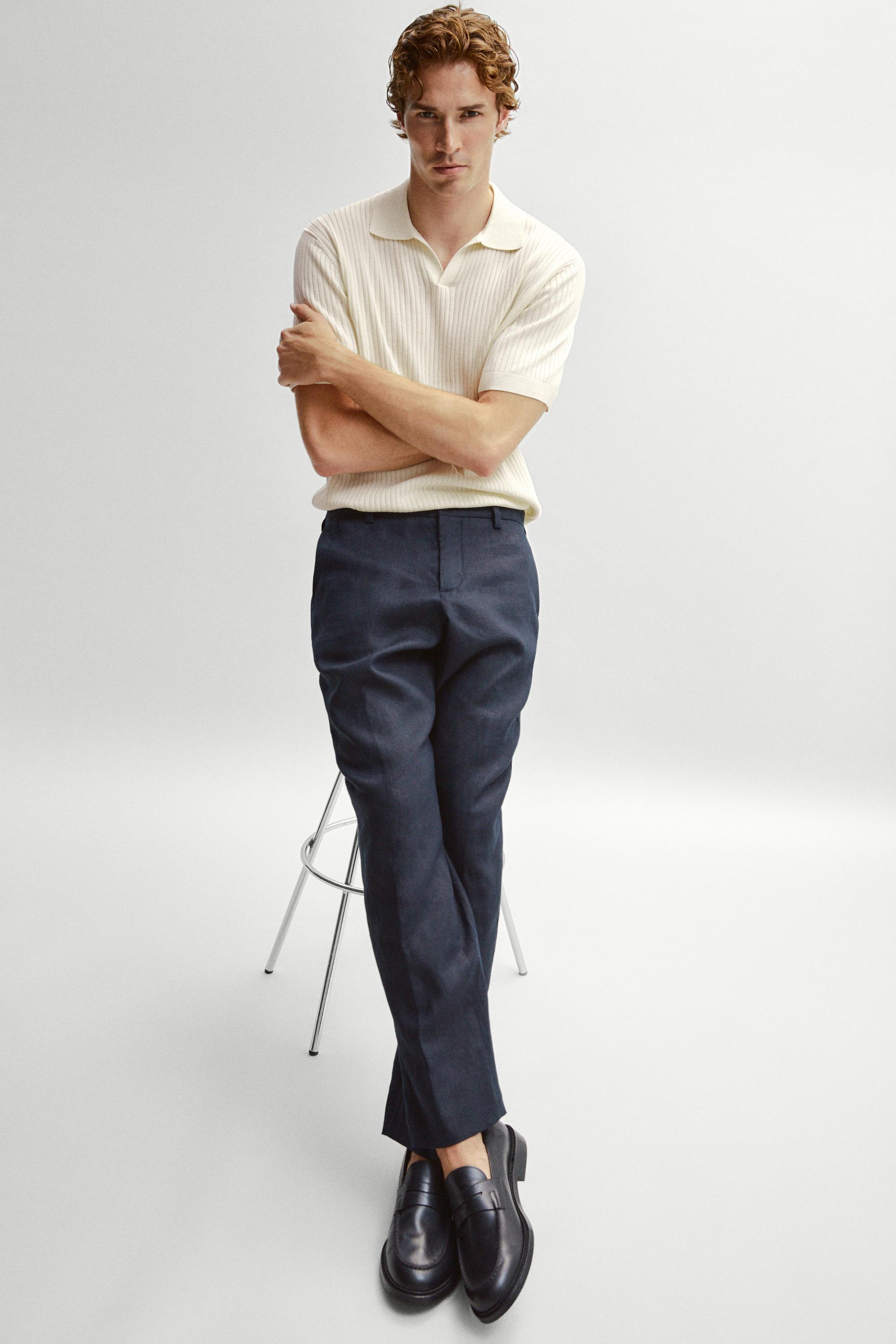 100% cotton ribbed knit polo sweater — Vanilla