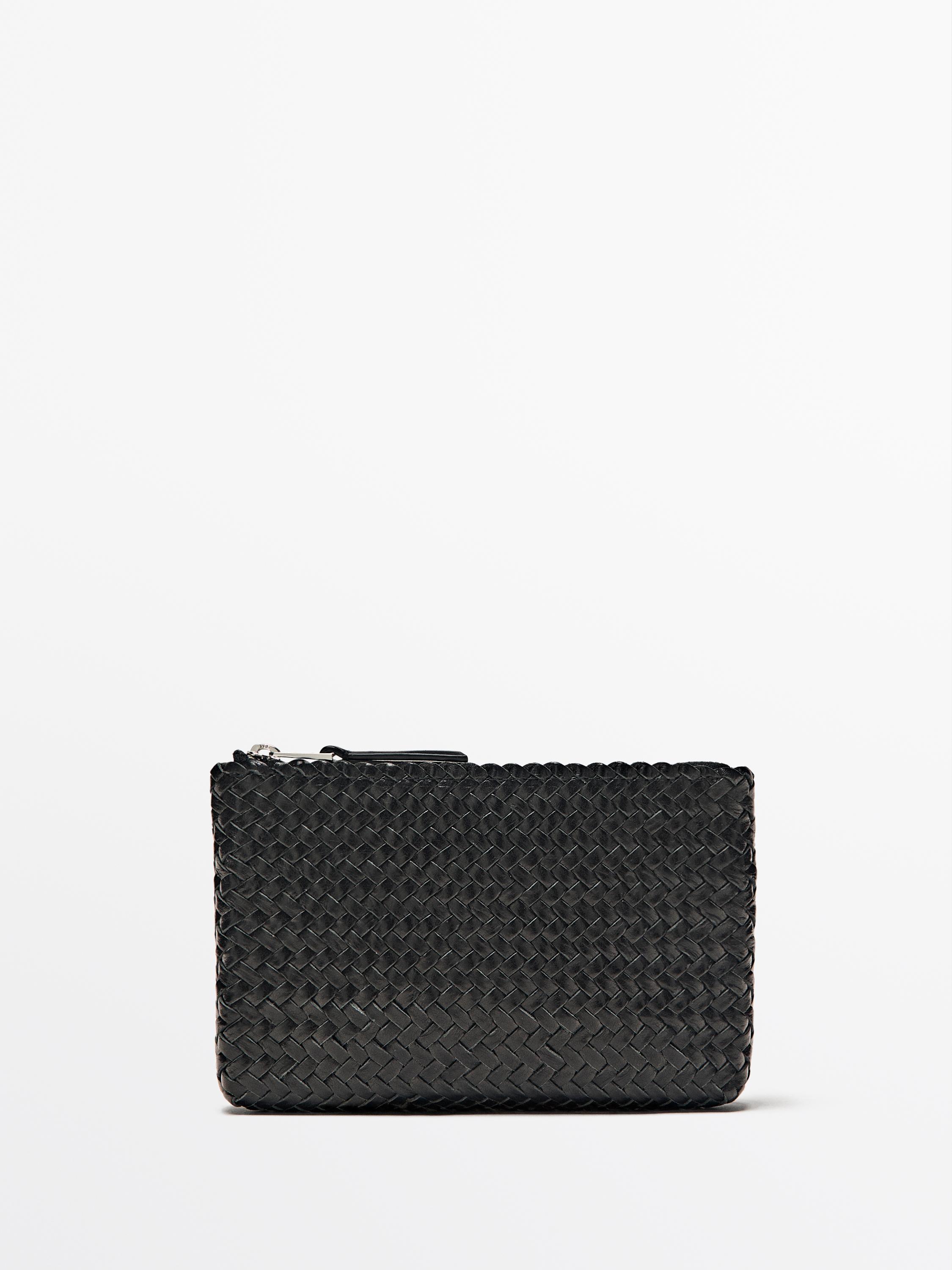 Braided nappa leather pouch bag