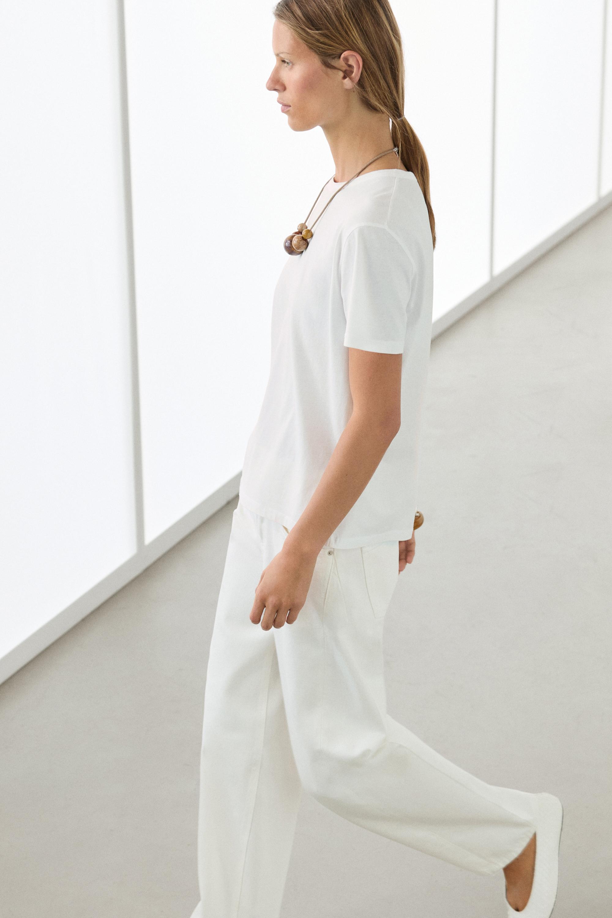100% cotton short-sleeve T-shirt — Off white