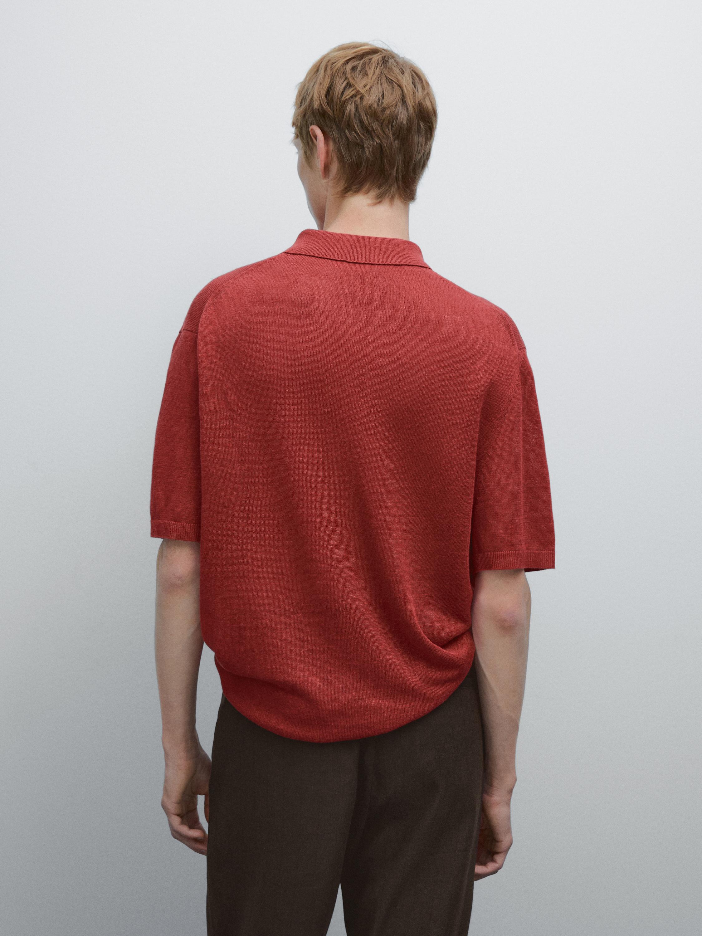 100% linen knit polo shirt