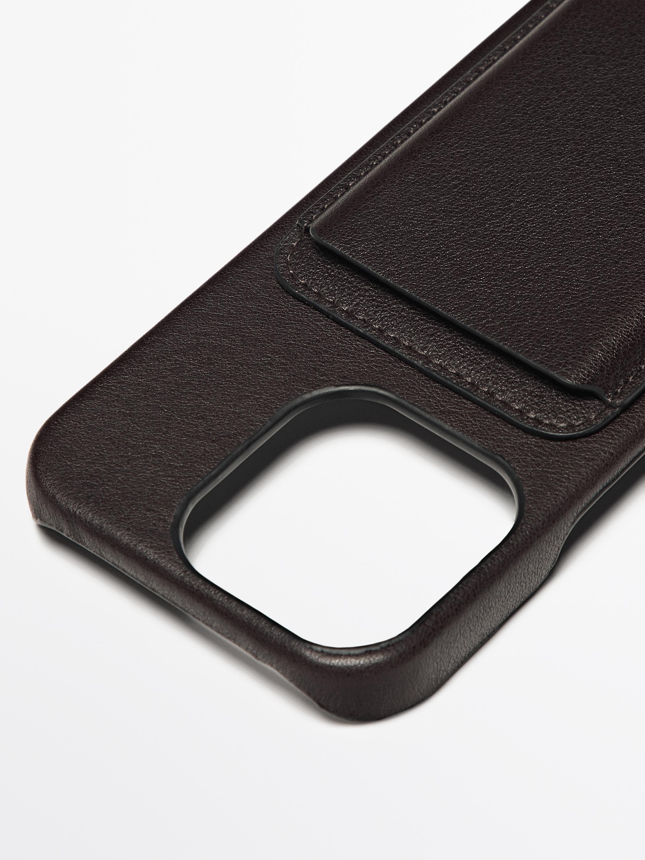 Nappa leather iPhone 16 Pro case — BROWN