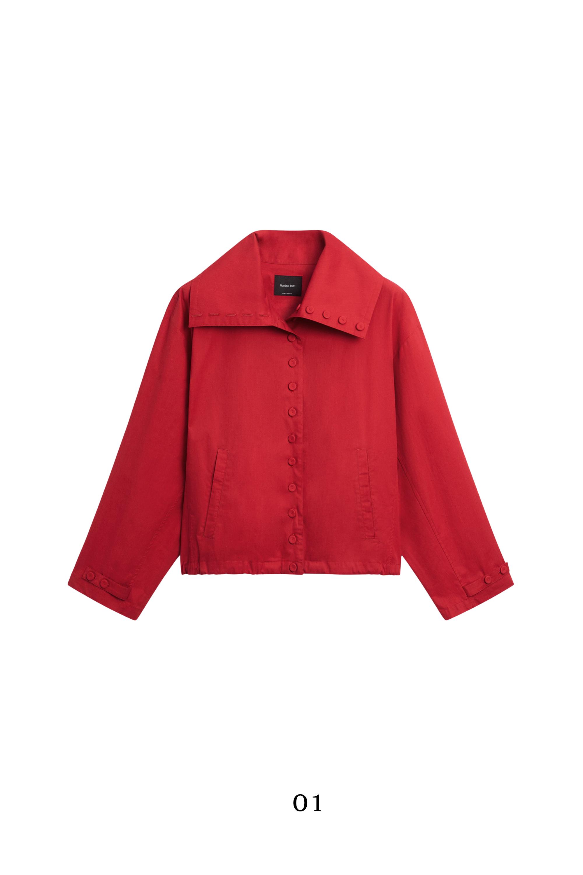 Lightweight cotton jacket with button details — BRIGHT RED