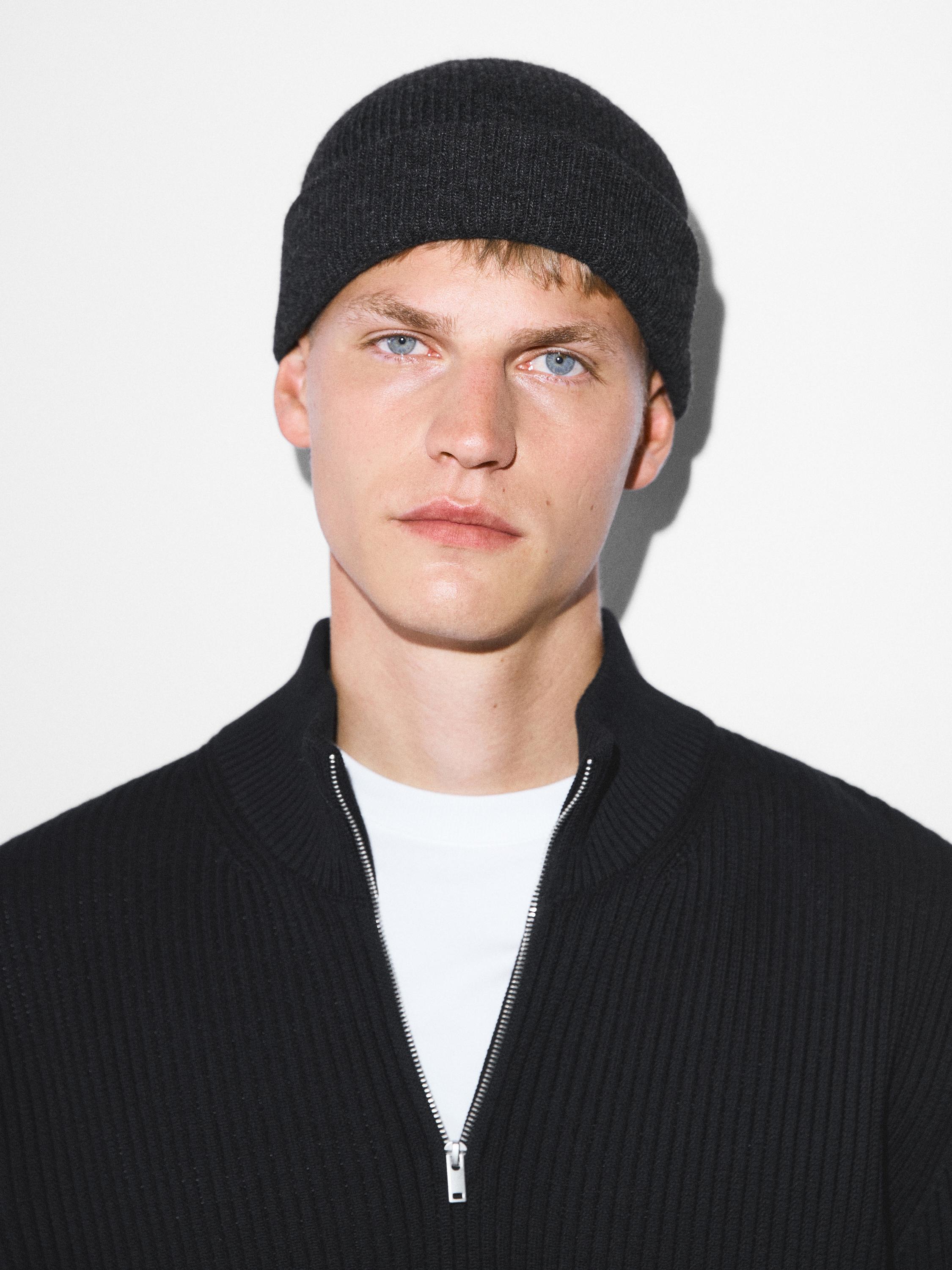 Ribbed Beanie With Turn up Detail Charcoal Navy Blue Dark Green ribbed-beanie-with-turn-up-detail-charcoal-navy-blue-dark-green