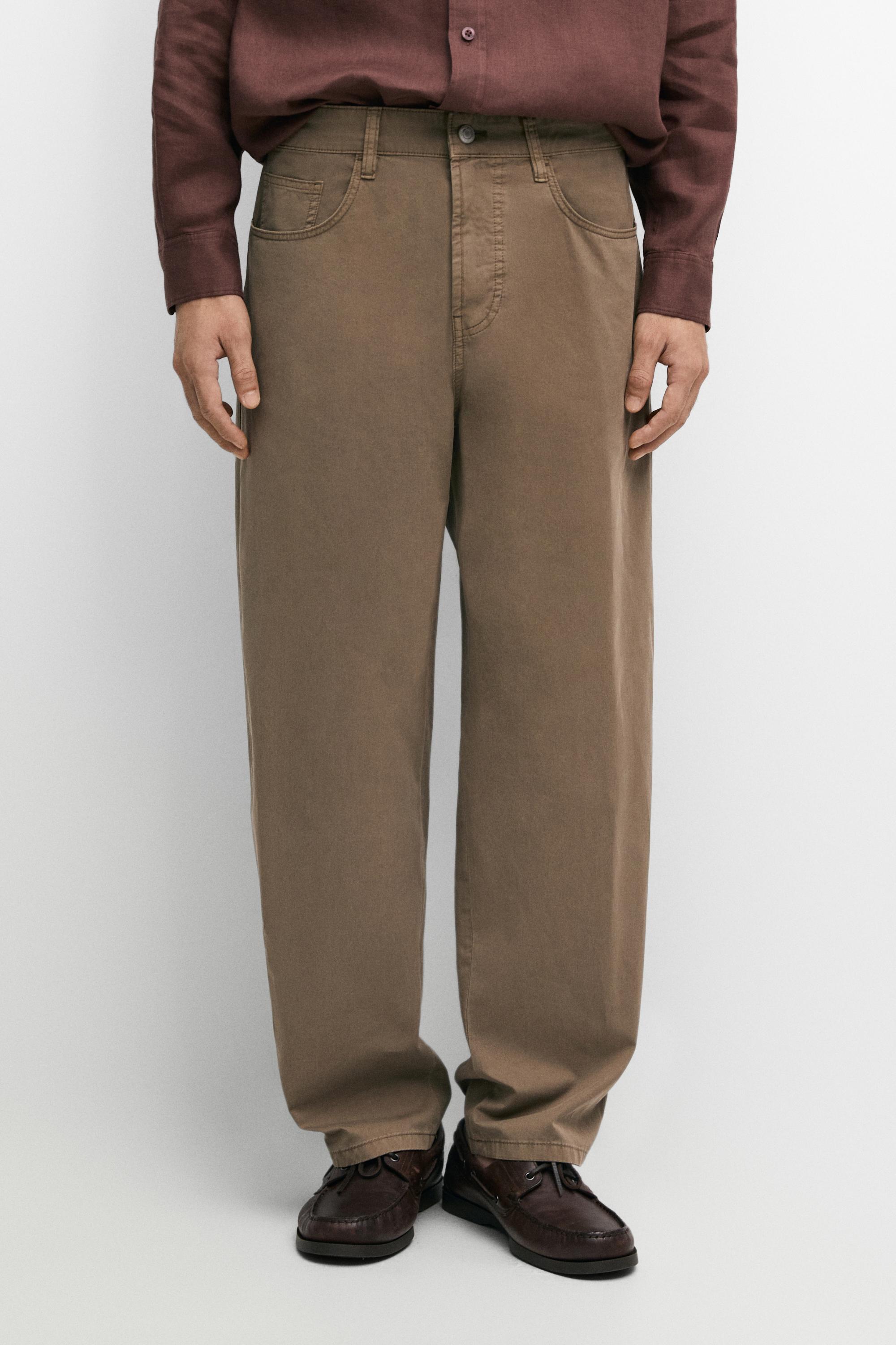 Barrel fit poplin denim-effect pants — OCHRE