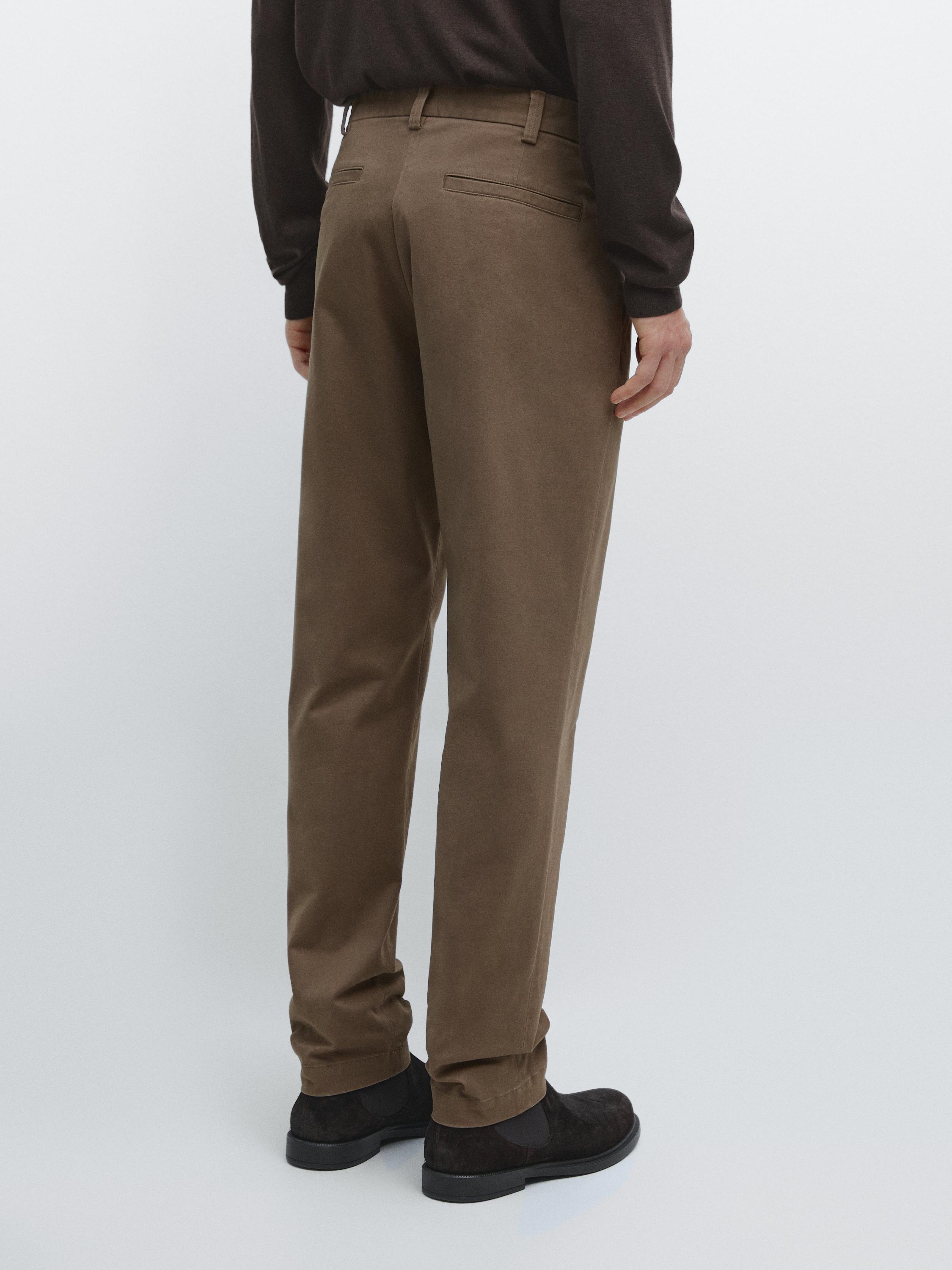 Tapered fit micro textured trousers — MINK