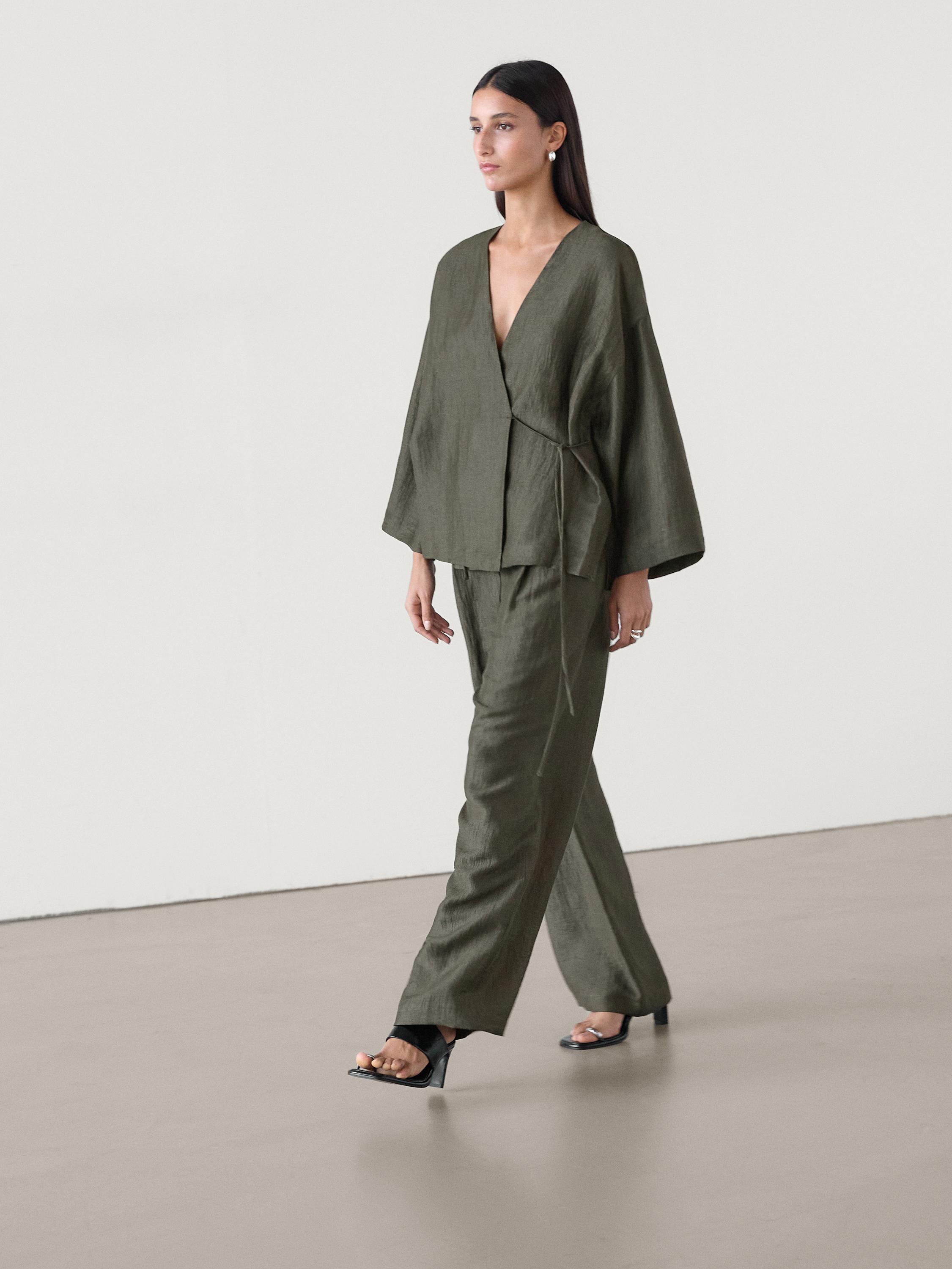 Kimono fluido mezcla lino