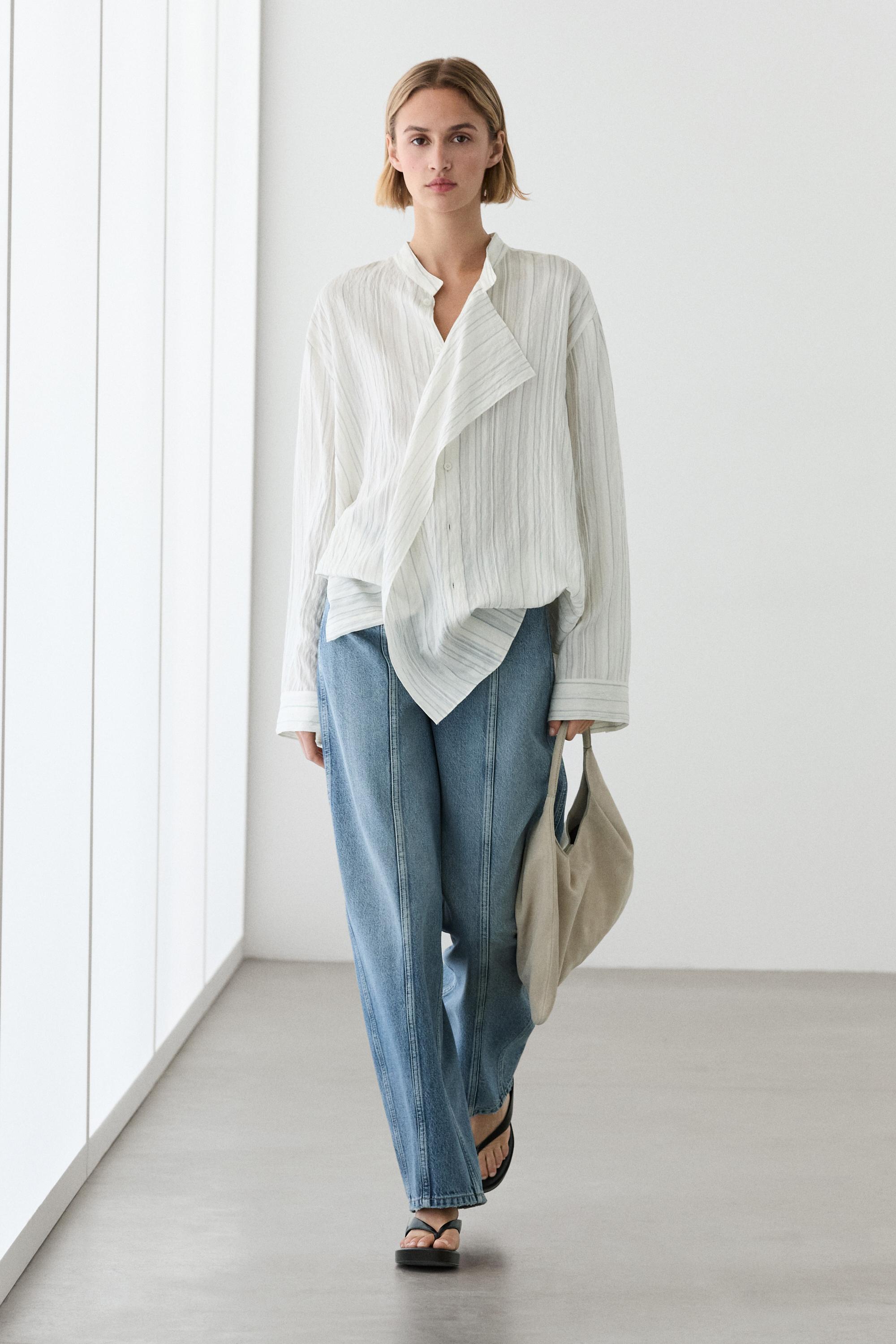 Barrel fit jeans with seam details — Light Blue