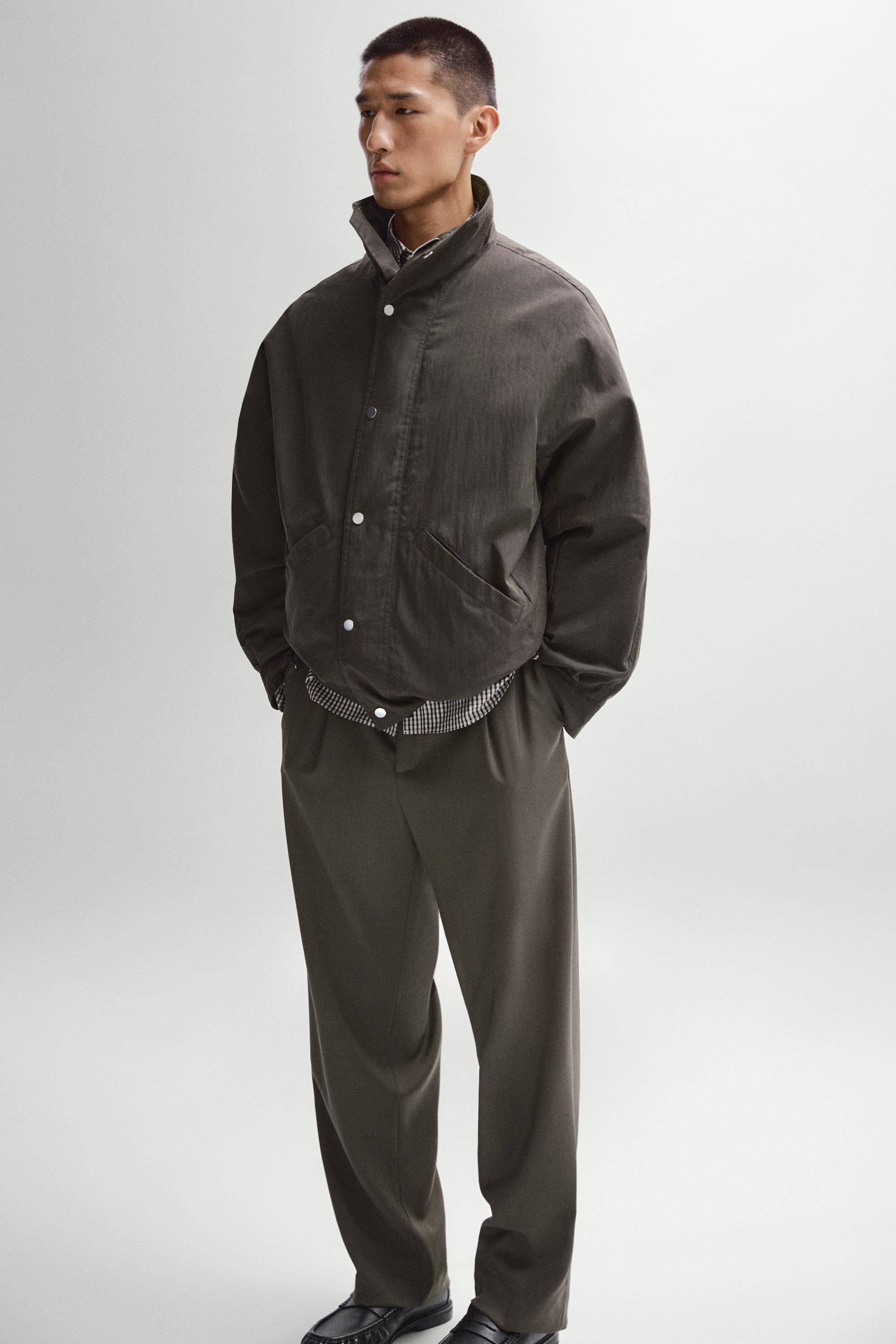 Cotton blend funnel neck jacket