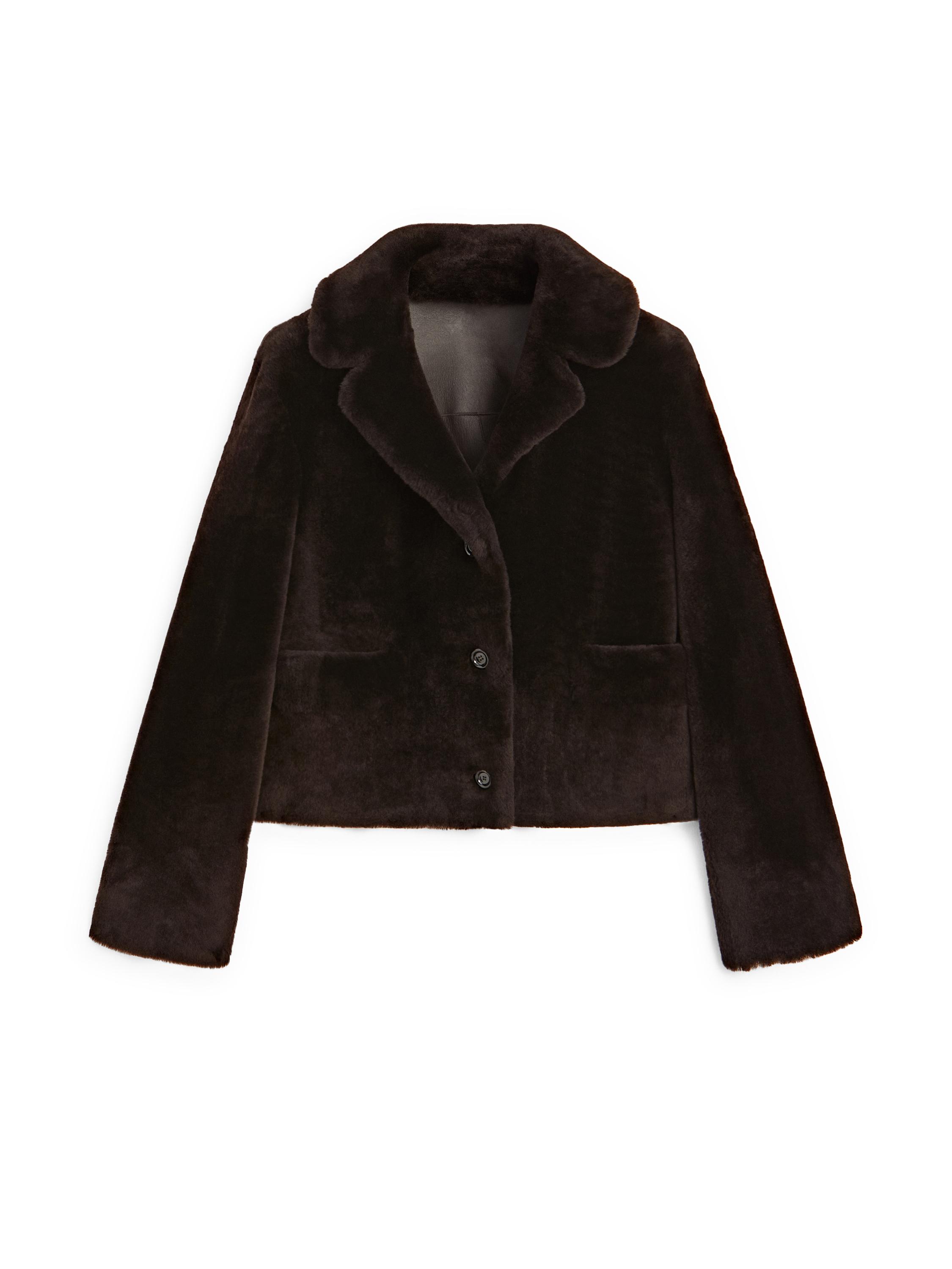 Short lambskin mouton jacket — BROWN