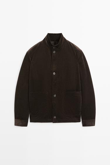 Corduroy jacket with pocket detail — BROWN 2