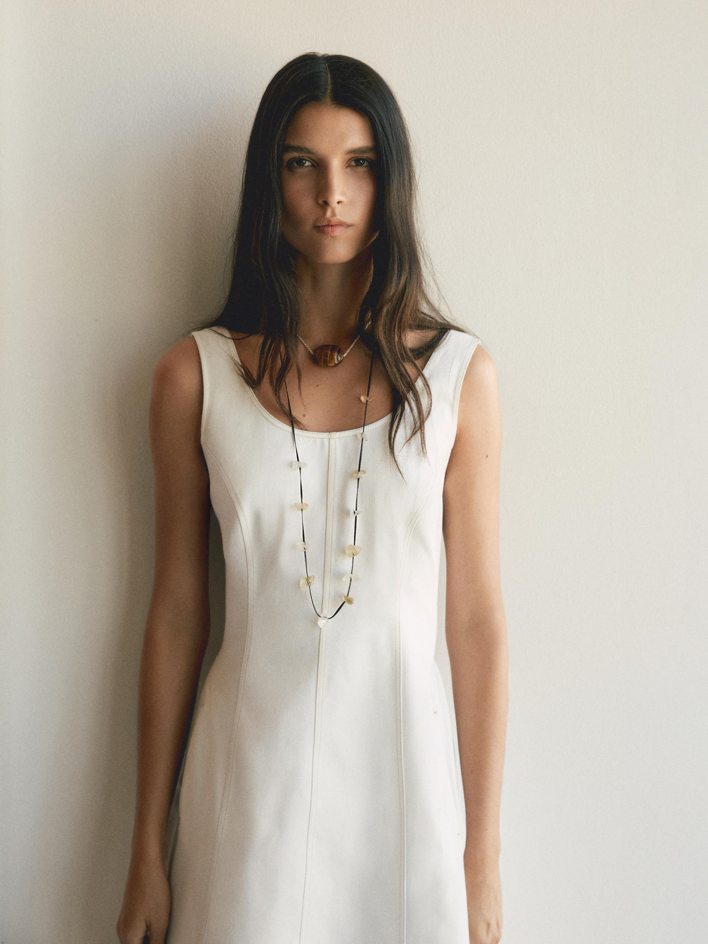 100% cotton denim midi dress