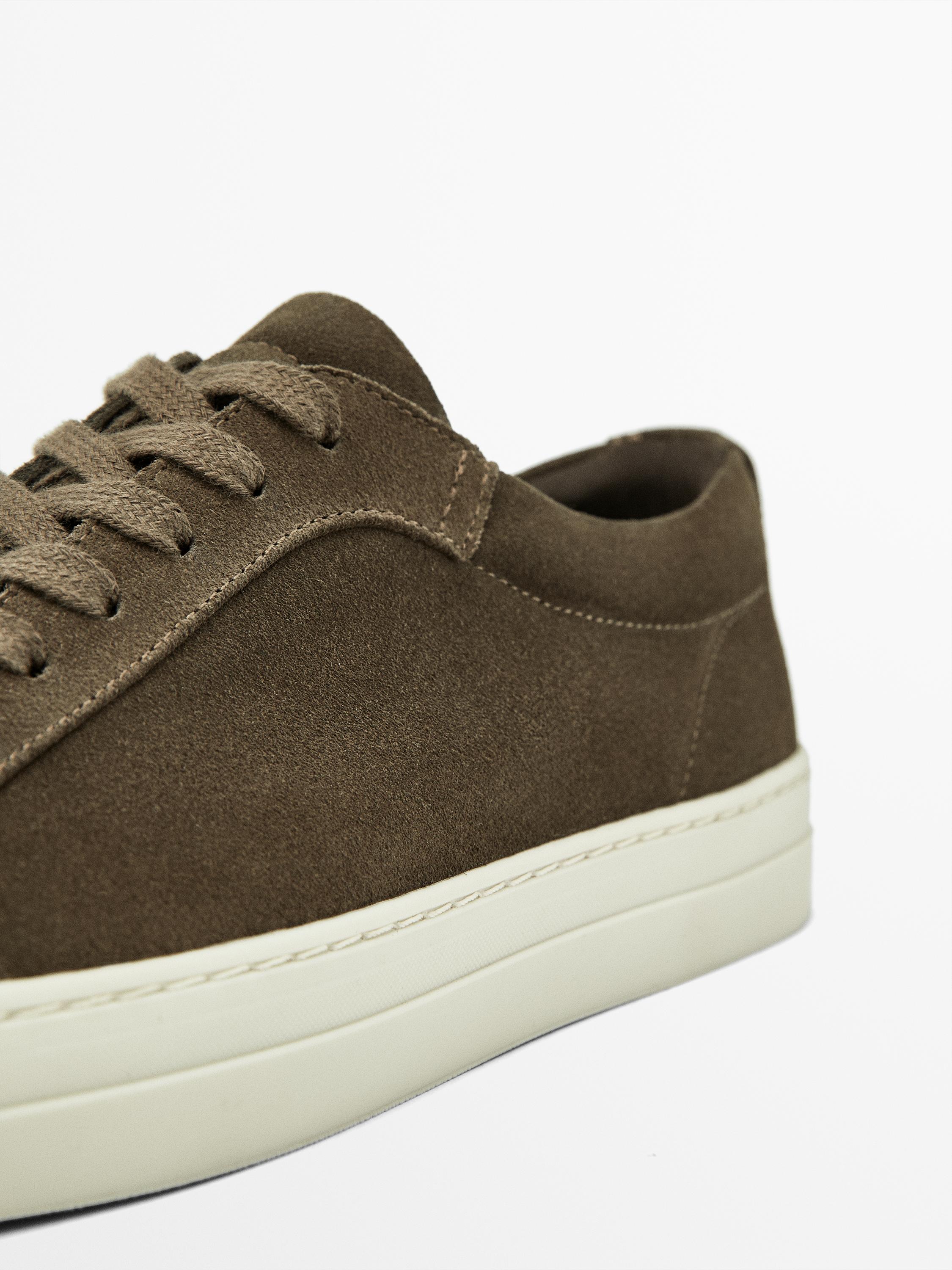 Split suede trainers