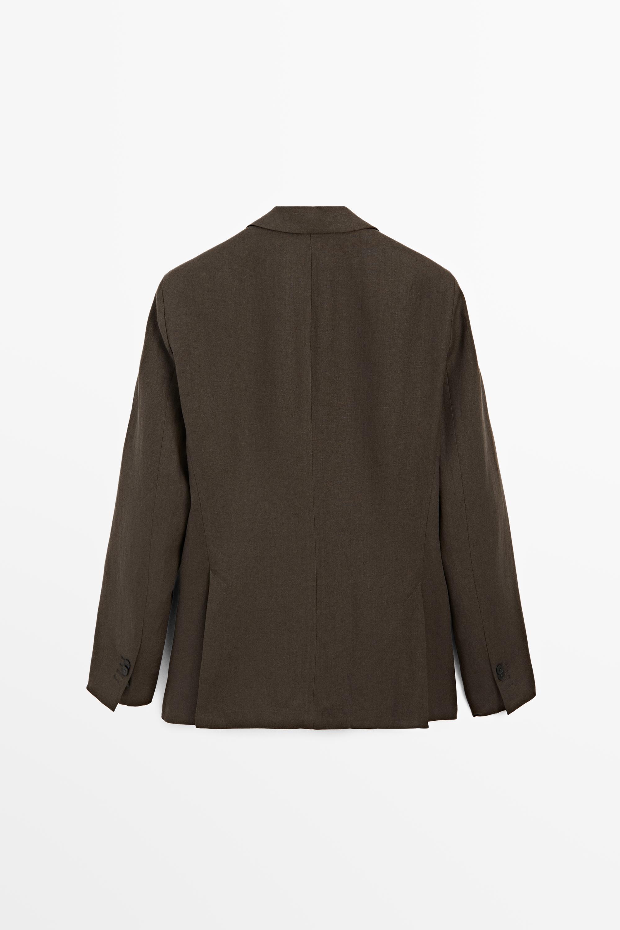 Linen suit blazer — BROWN