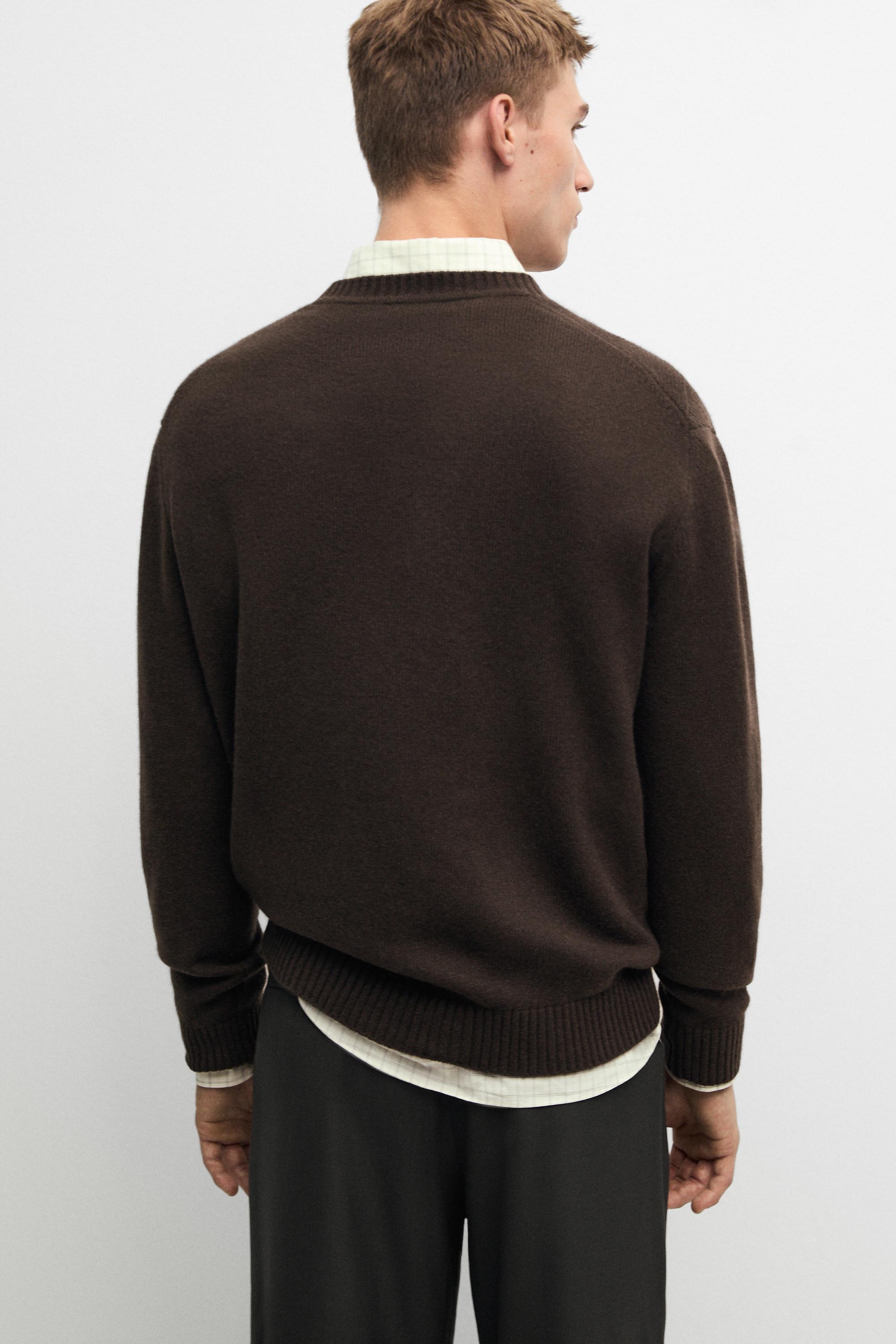 Cashmere and wool blend crew neck sweater — KHAKI GREEN
