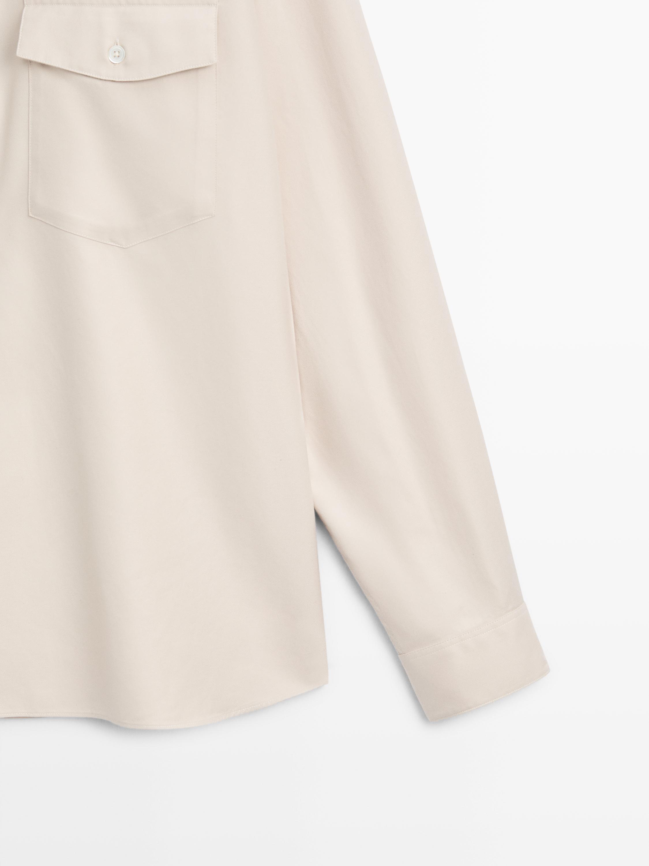 Cotton shirt with pockets — BEIGE