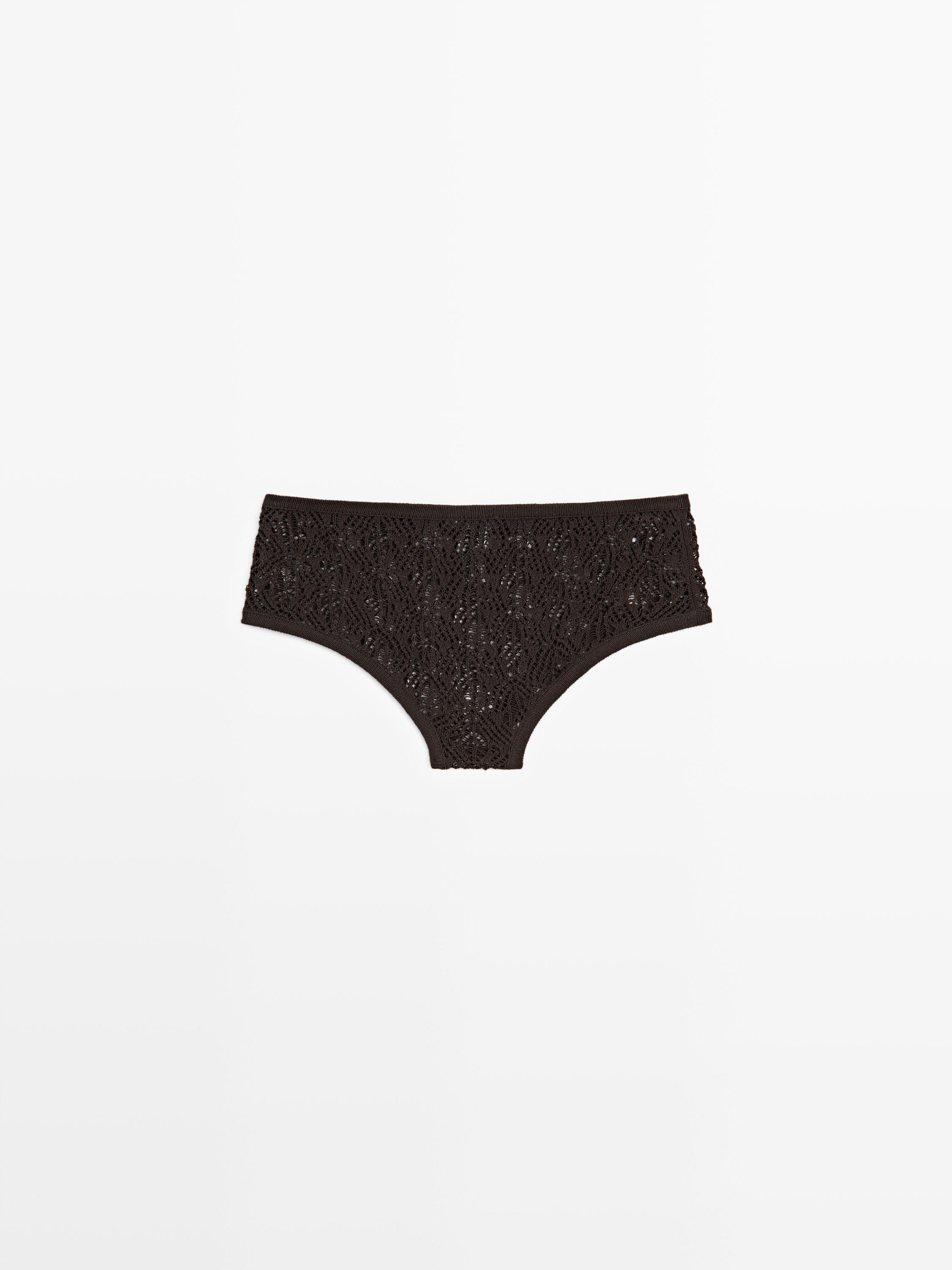 Cotton blend culottes with openwork detail — BROWN