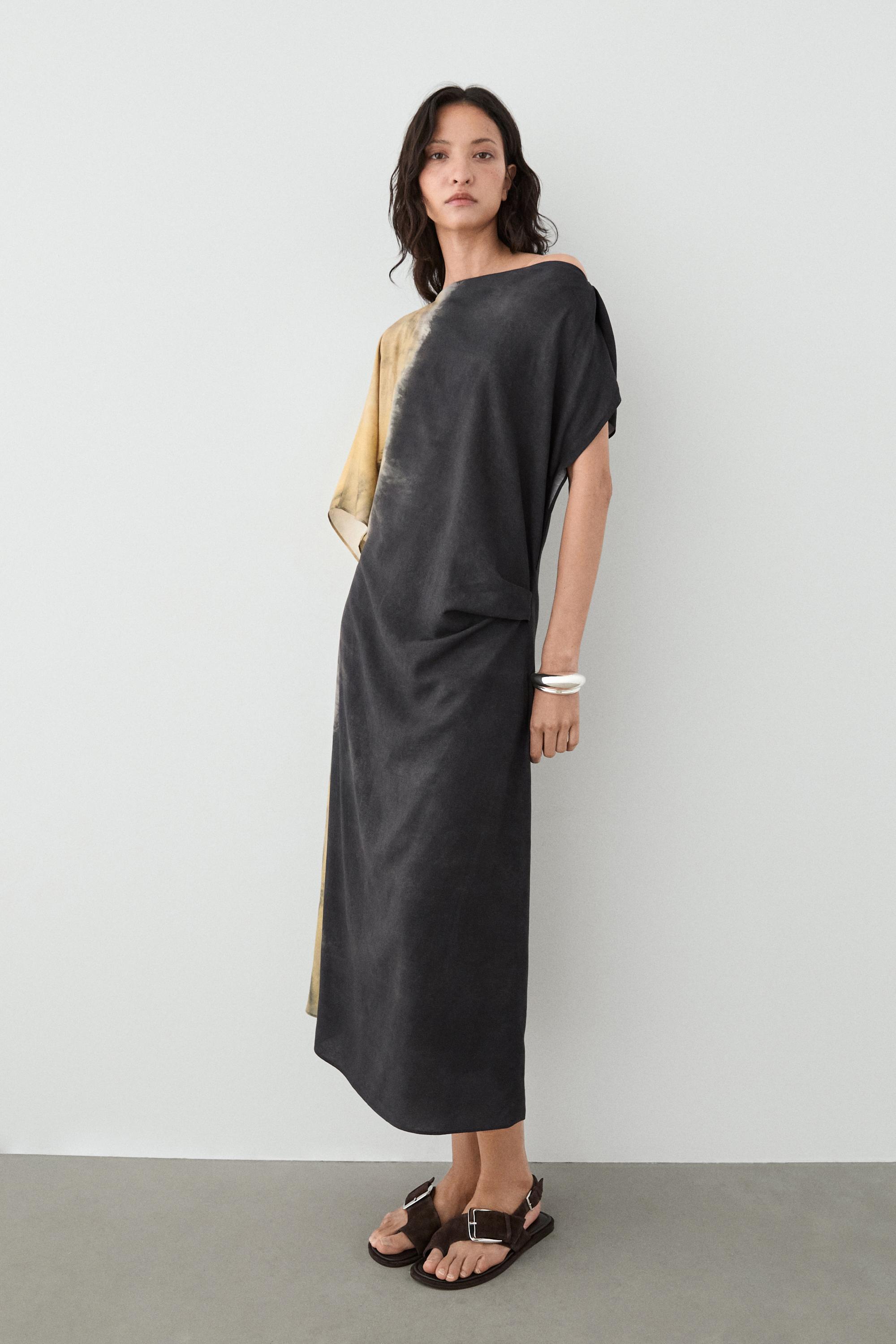 Tie-dye print midi dress — GREY BLUE