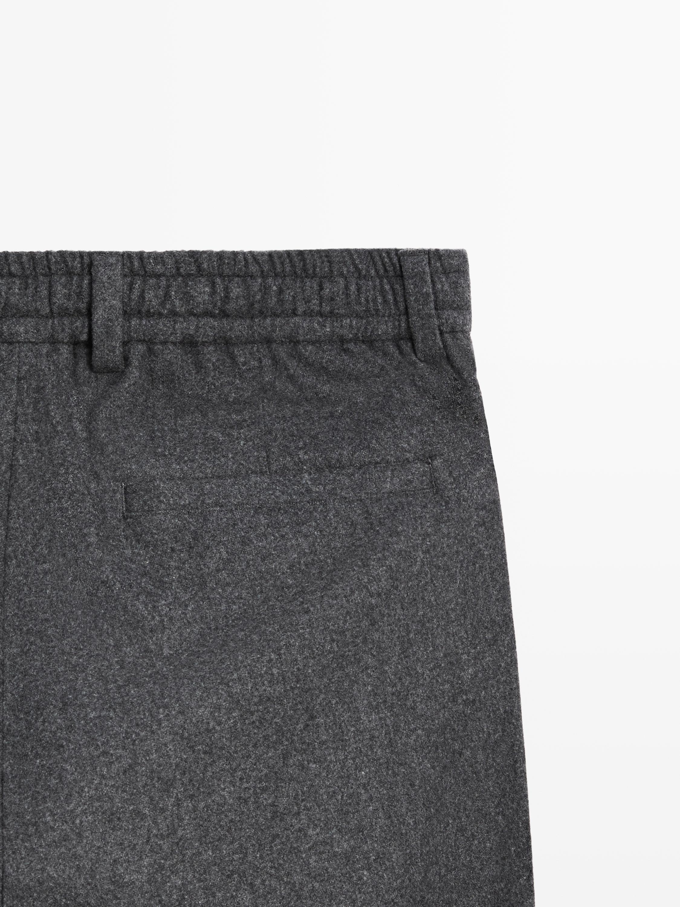 Wool blend flannel trousers — GREY