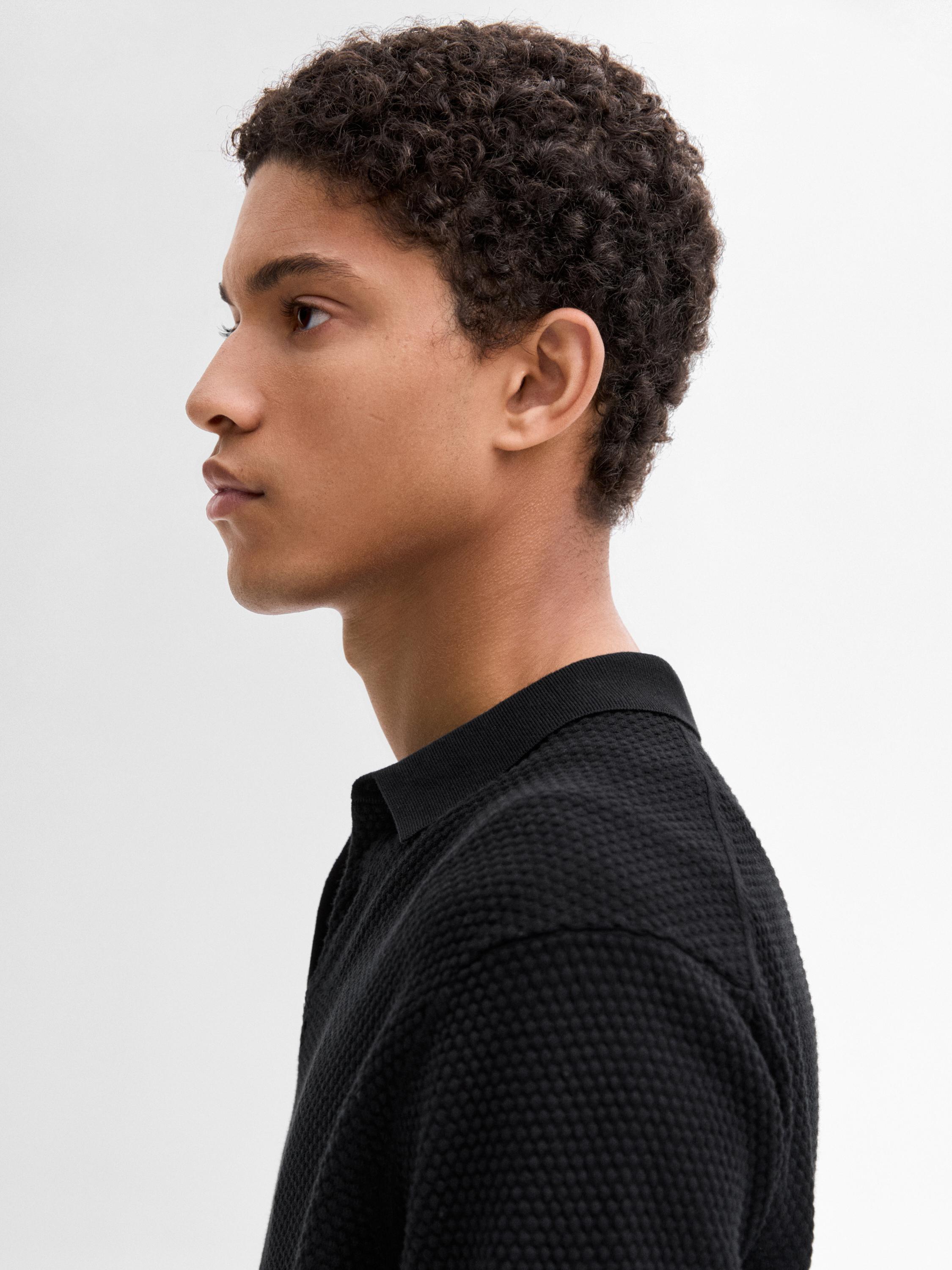 100% cotton knit polo sweater