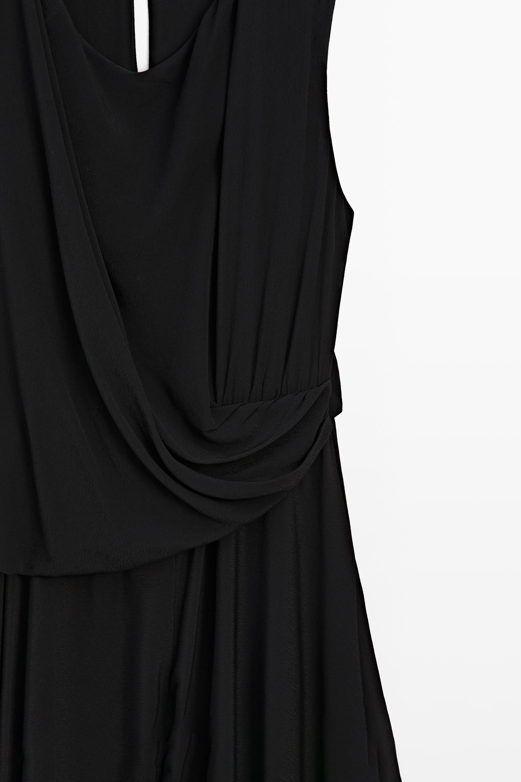 Flowing semi-sheer jumpsuit dress — BLACK