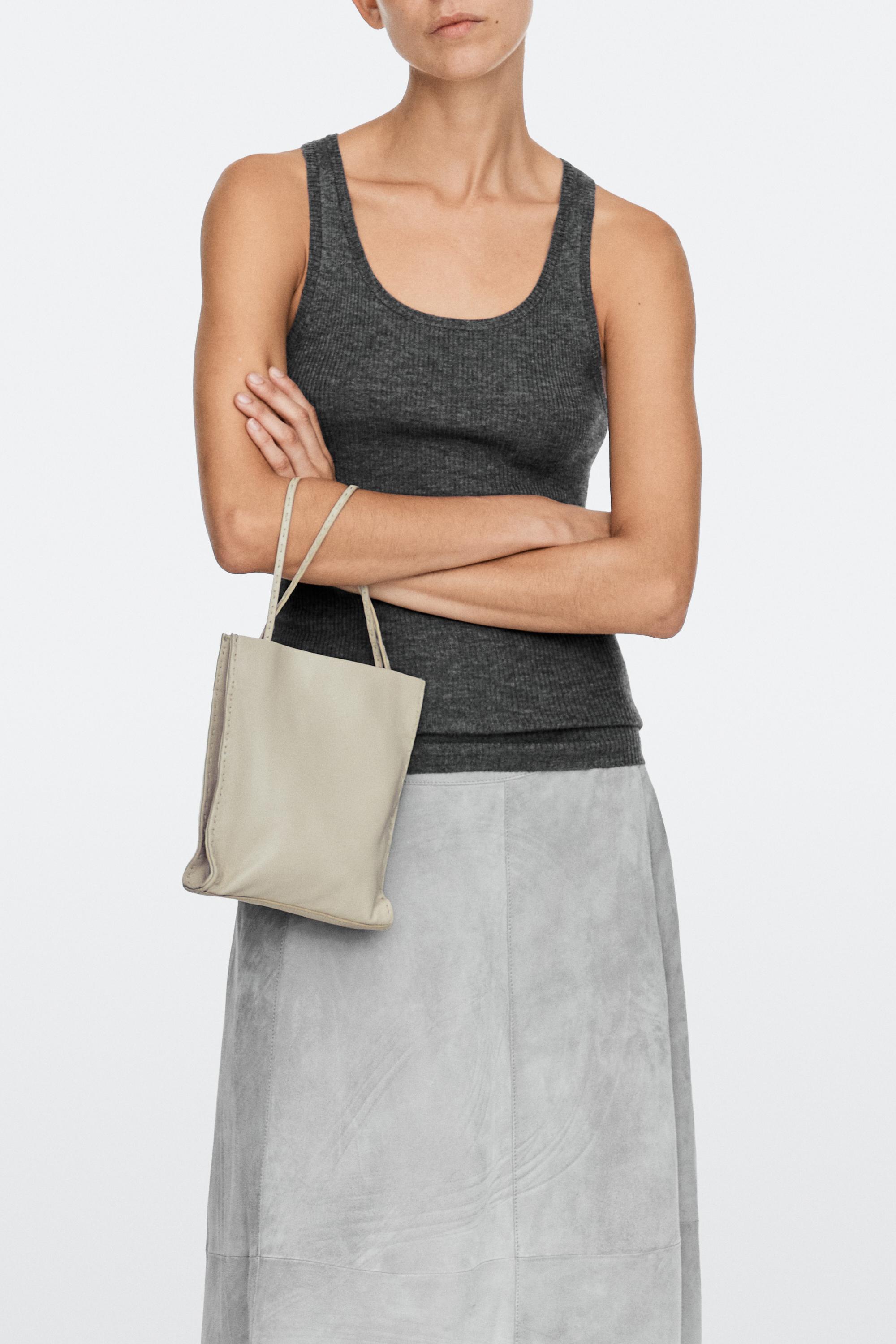 Nappa leather double compartment bag — Off white