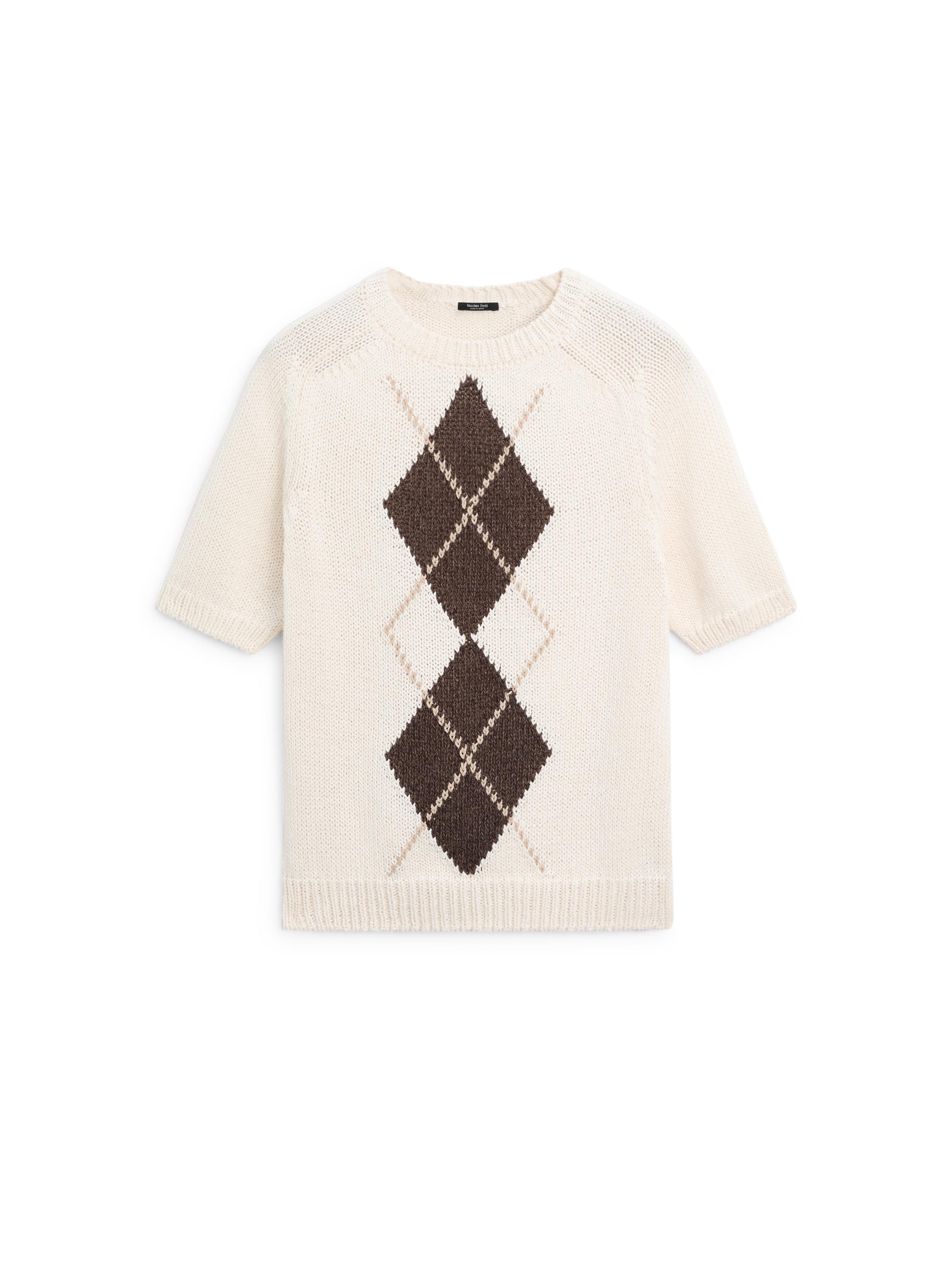 Kısa kollu baklava desenli triko kazak