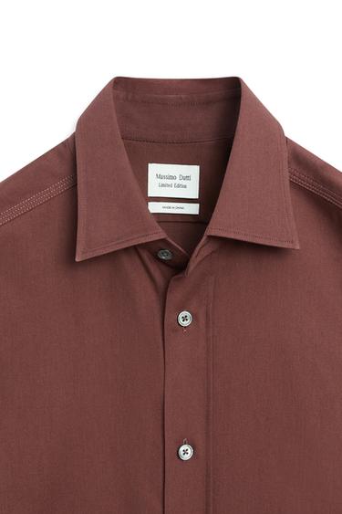 Regular fit cotton blend shirt - LIMITED EDITION — DARK MAROON 8
