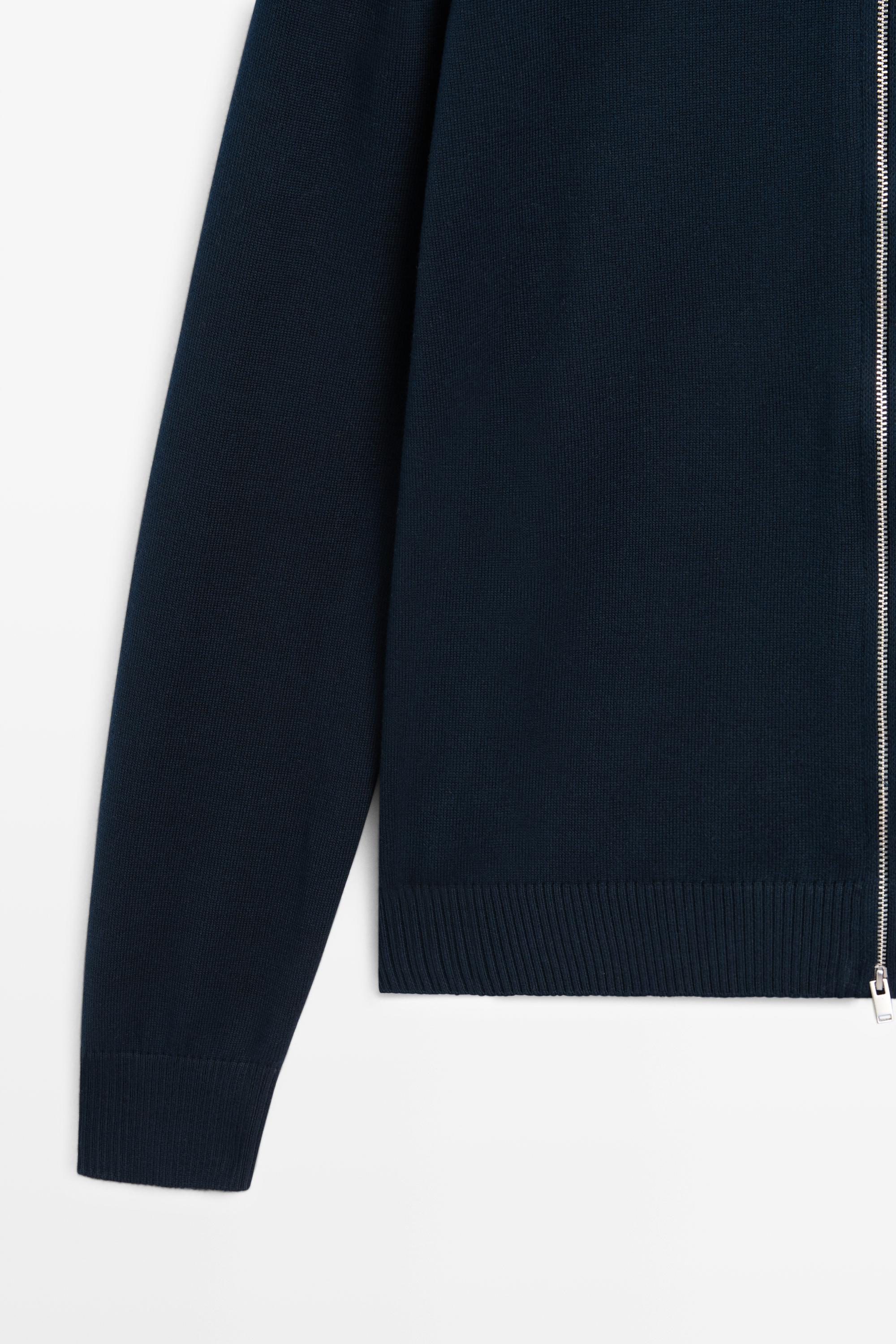 100% cotton knit cardigan — NAVY BLUE