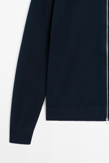 100% cotton knit cardigan — NAVY BLUE 7