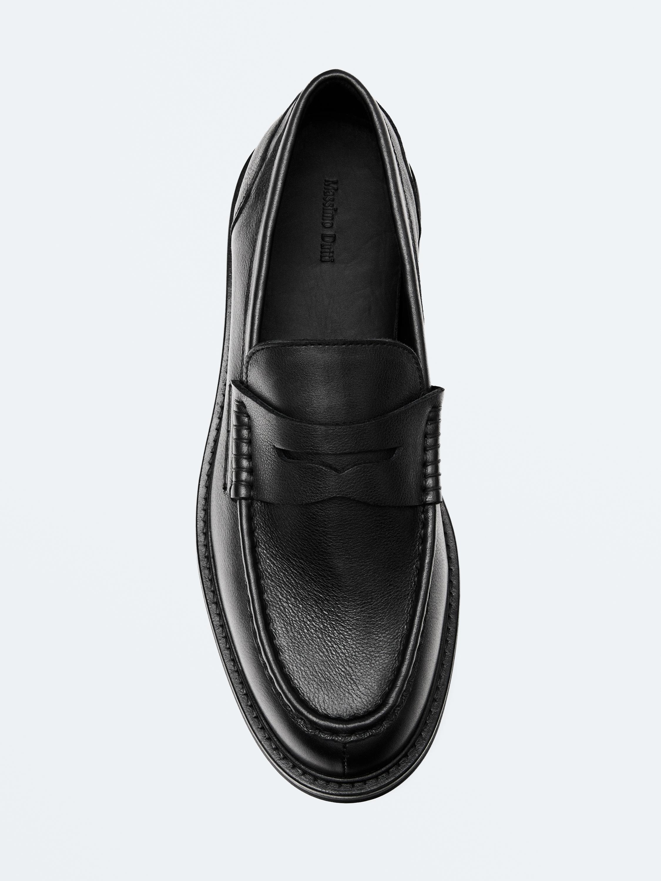 Massimo Dutti Glossy Black Loafers Leather loafers with glossy finish · Black · Loafer  main image 4