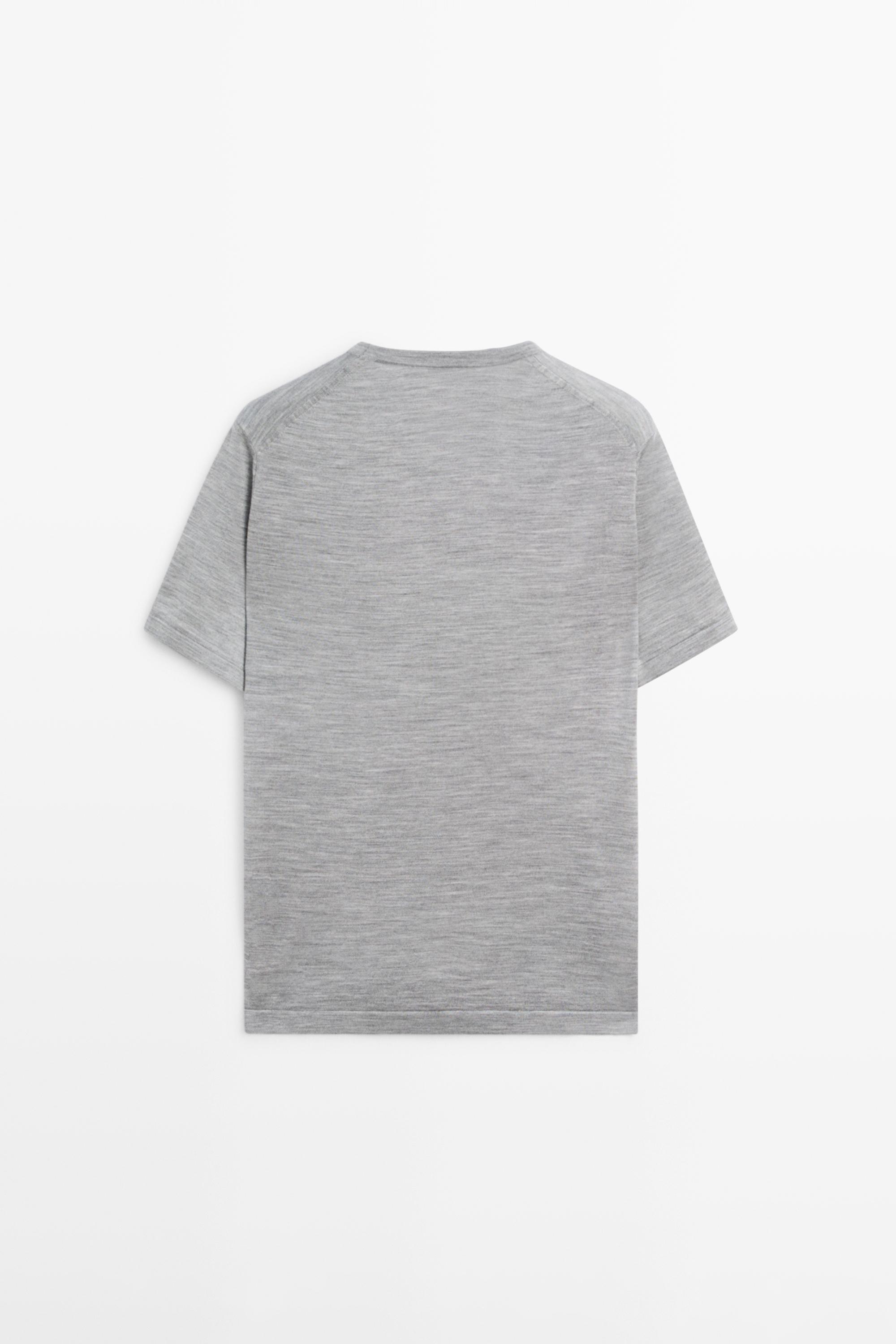 Wool-blend short-sleeve knit sweater — ANTHRACITE GREY