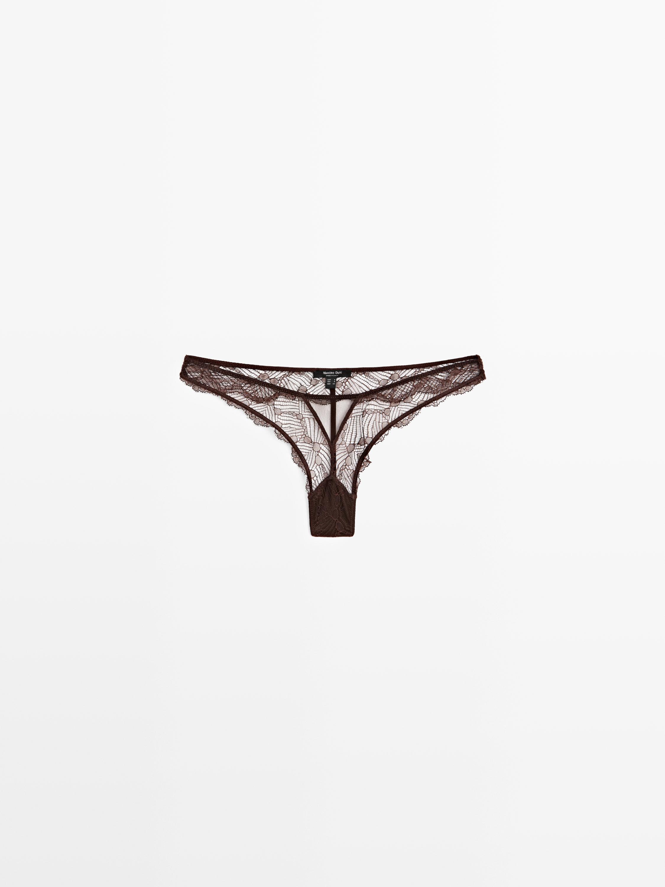 Lace thong with mesh detail